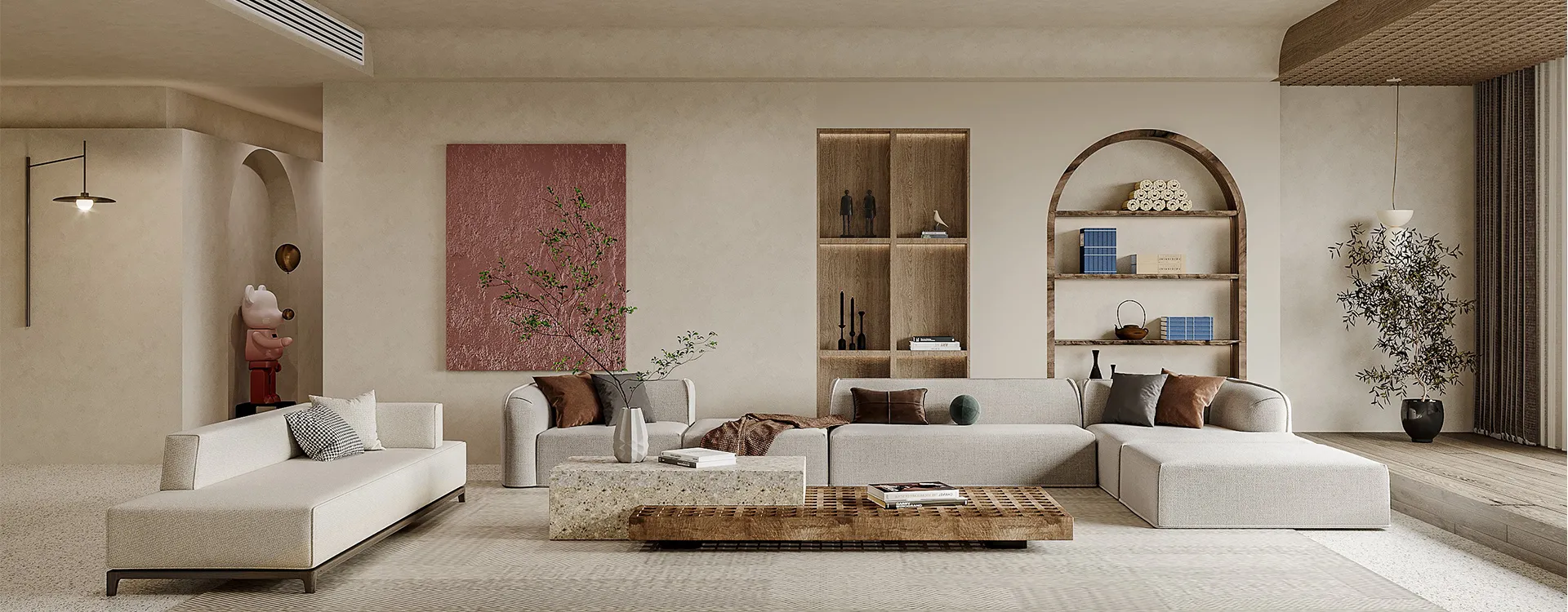 Living Room 3D Interior Scene Model – Wabi Sabi Style – 033