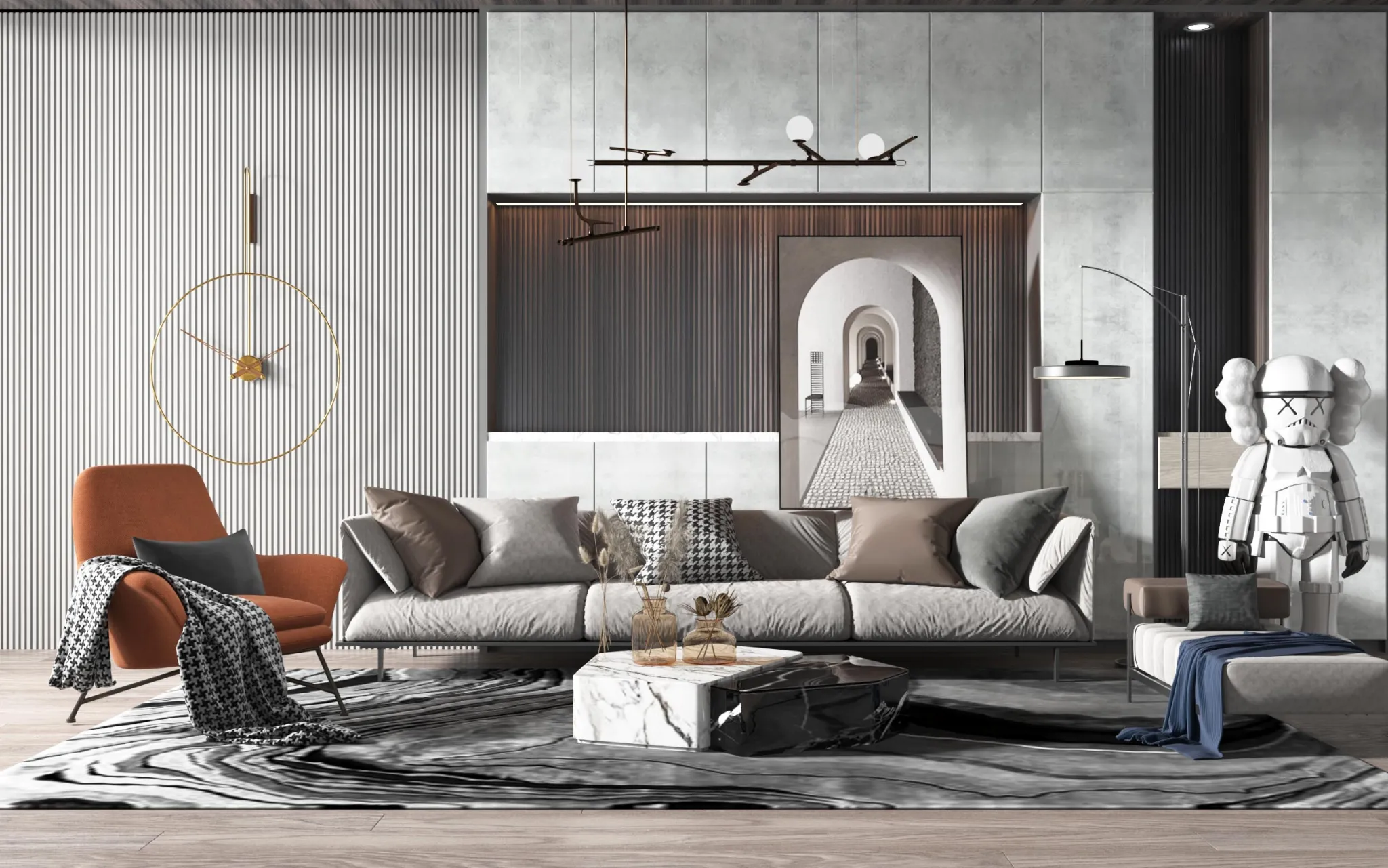 Living Room 3D Interior Scene Model – Wabi Sabi Style – 035