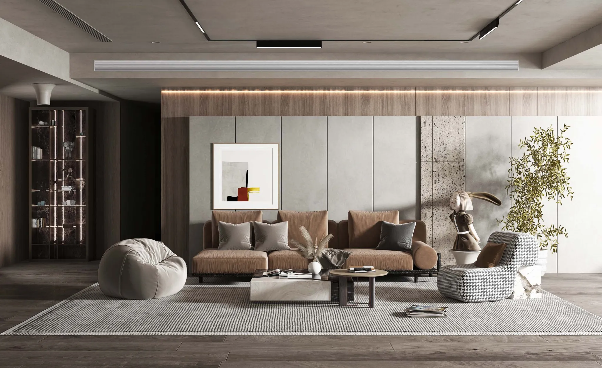 Living Room 3D Interior Scene Model – Wabi Sabi Style – 054