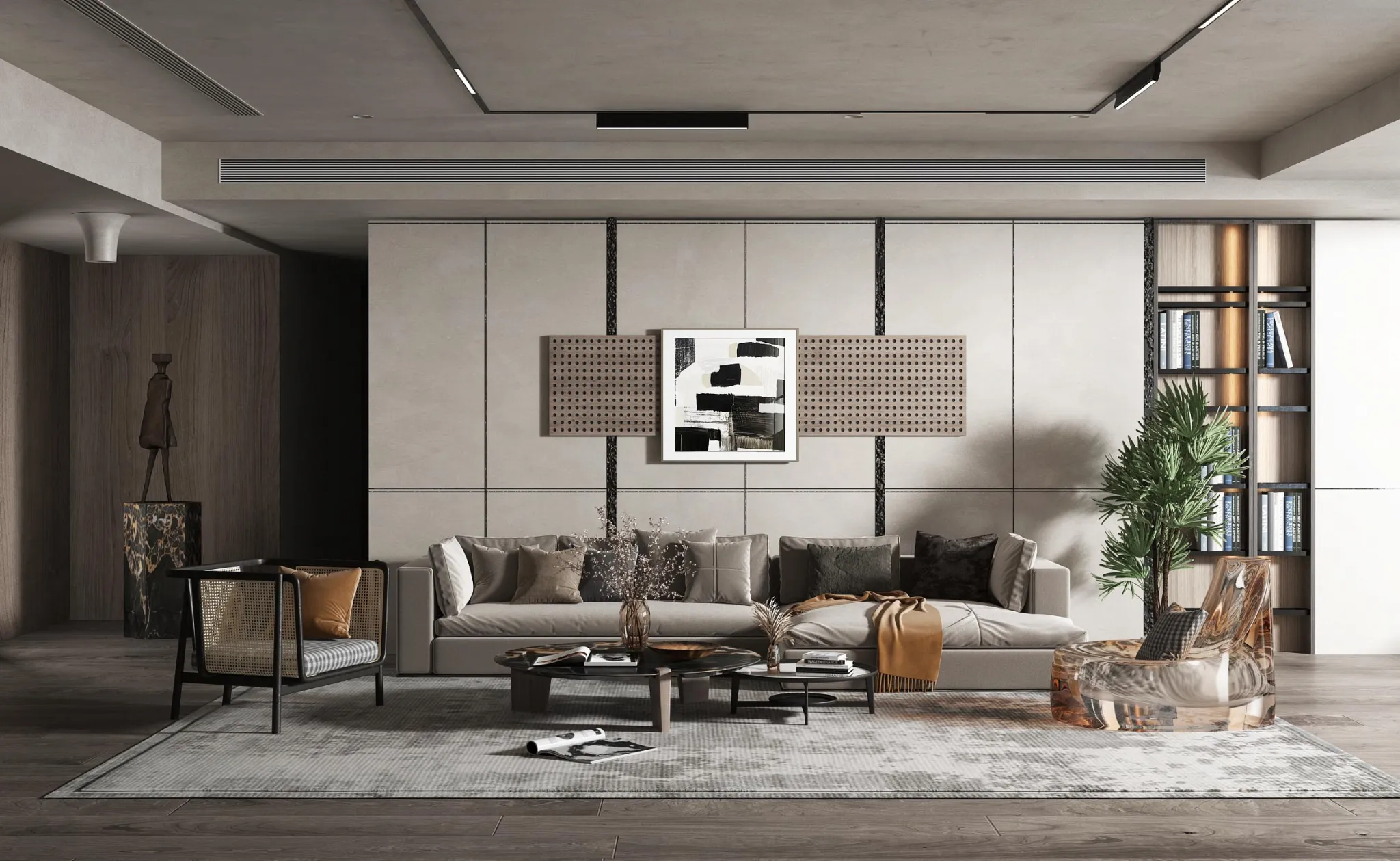 Living Room 3D Interior Scene Model – Wabi Sabi Style – 056