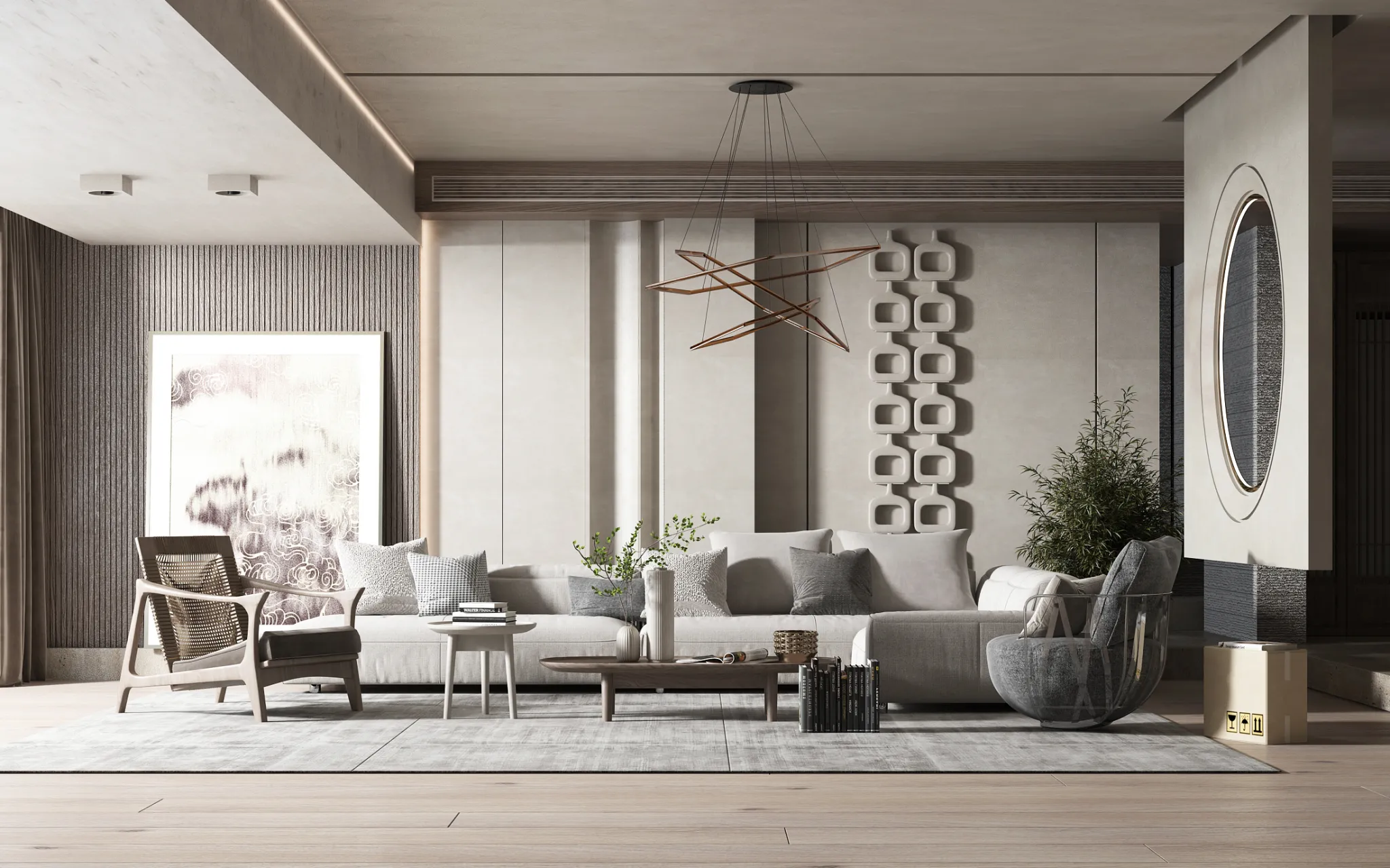 Living Room 3D Interior Scene Model – Wabi Sabi Style – 061