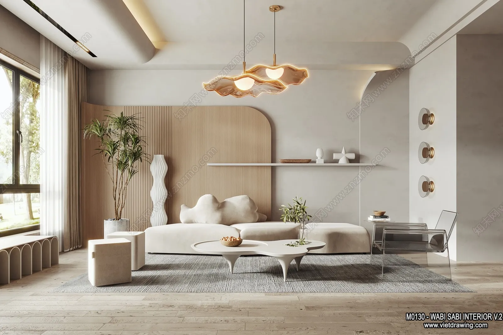 Living Room 3D Interior Scene Model – Wabi Sabi Style – 147