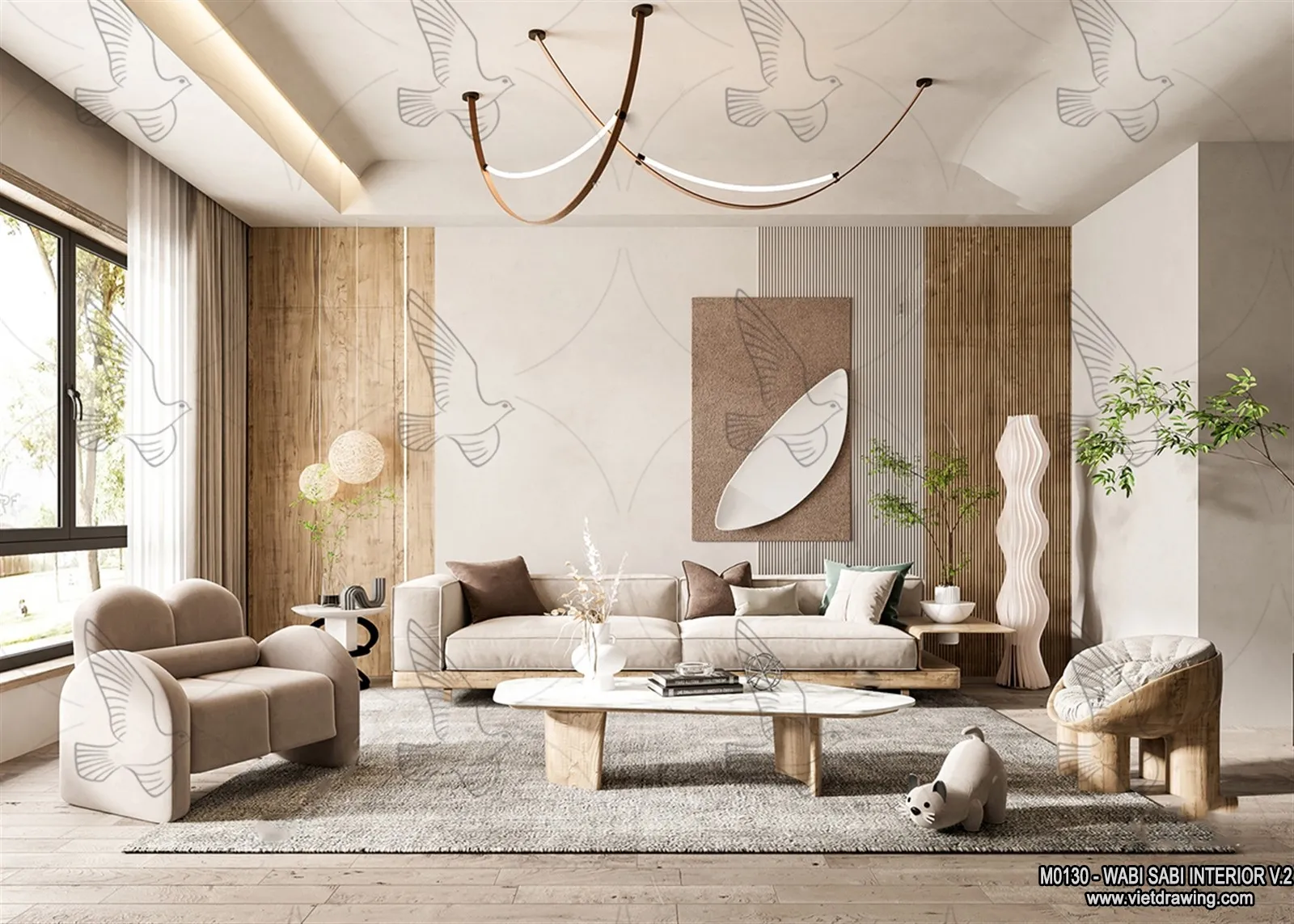 Living Room 3D Interior Scene Model – Wabi Sabi Style – 160