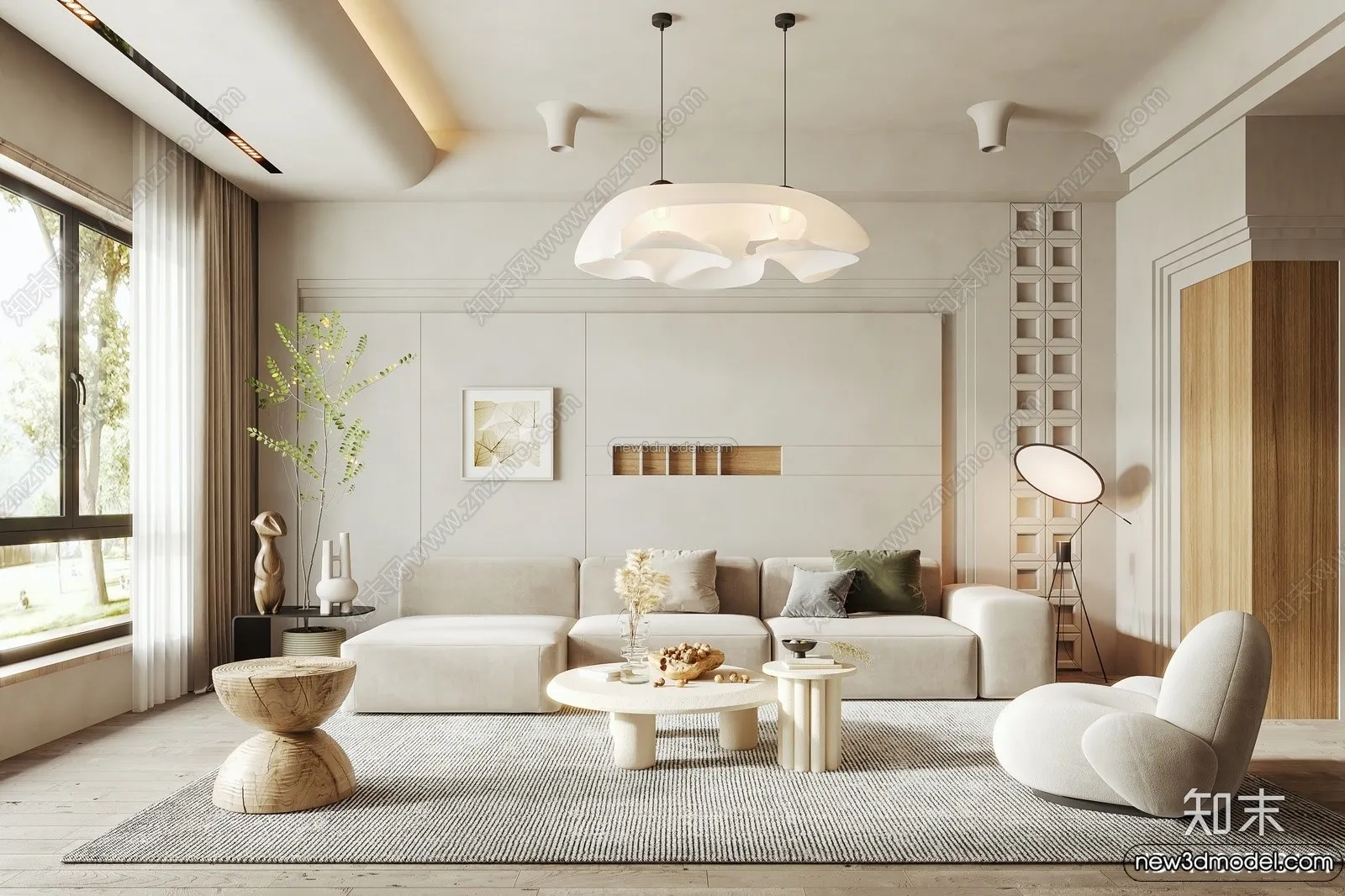 Living Room 3D Interior Scene Model – Wabi Sabi Style – 230