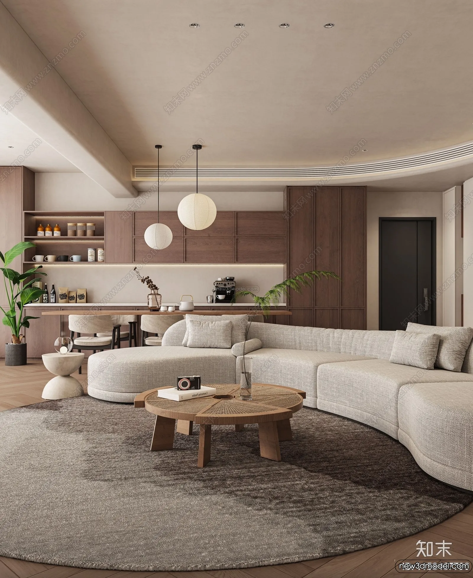 Living Room 3D Interior Scene Model – Wabi Sabi Style – 263