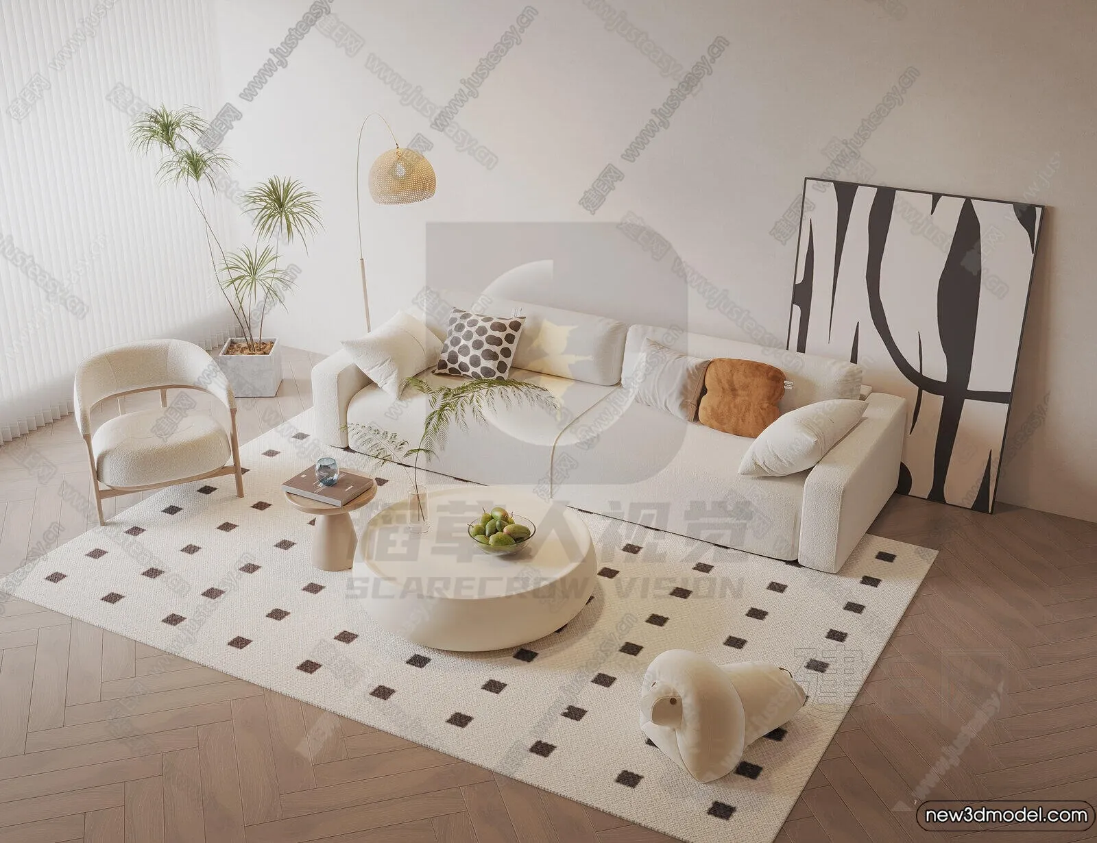 Living Room – 3D Models – 3D Interior Scenes – Modern Style – 016