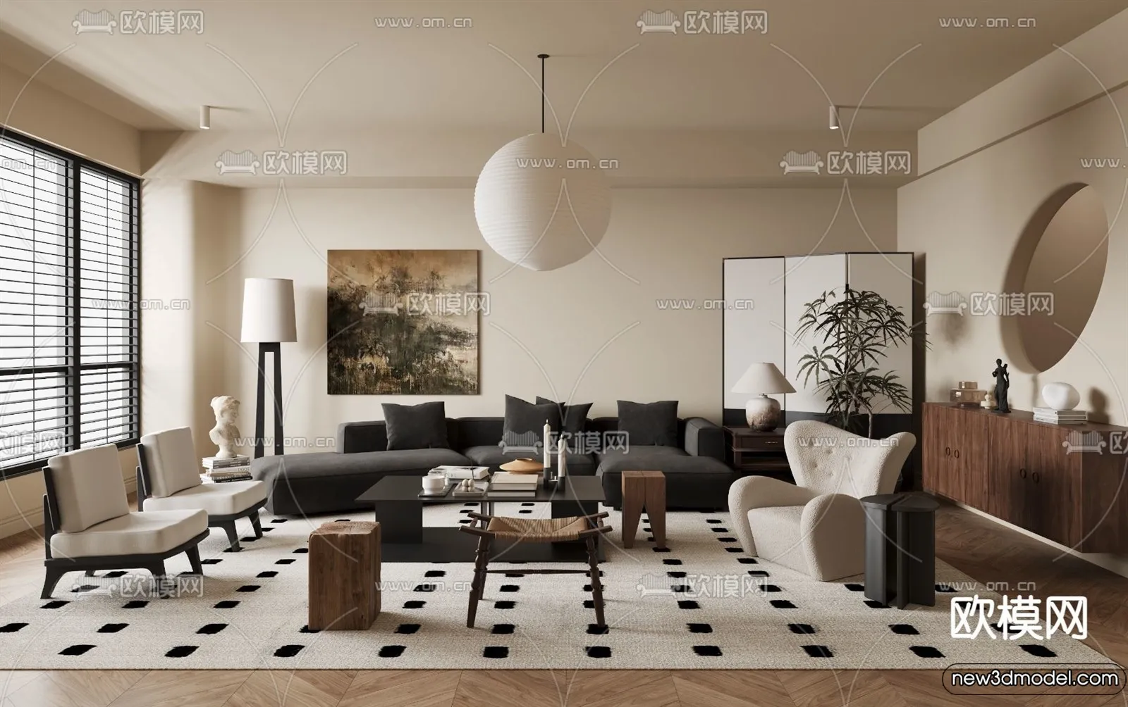 Living Room – 3D Models – 3D Interior Scenes – Modern Style – 022