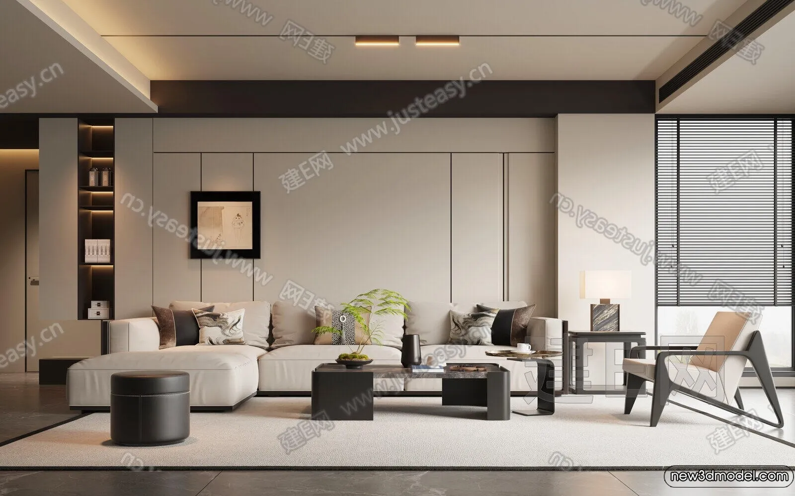 Living Room – 3D Models – 3D Interior Scenes – Modern Style – 102