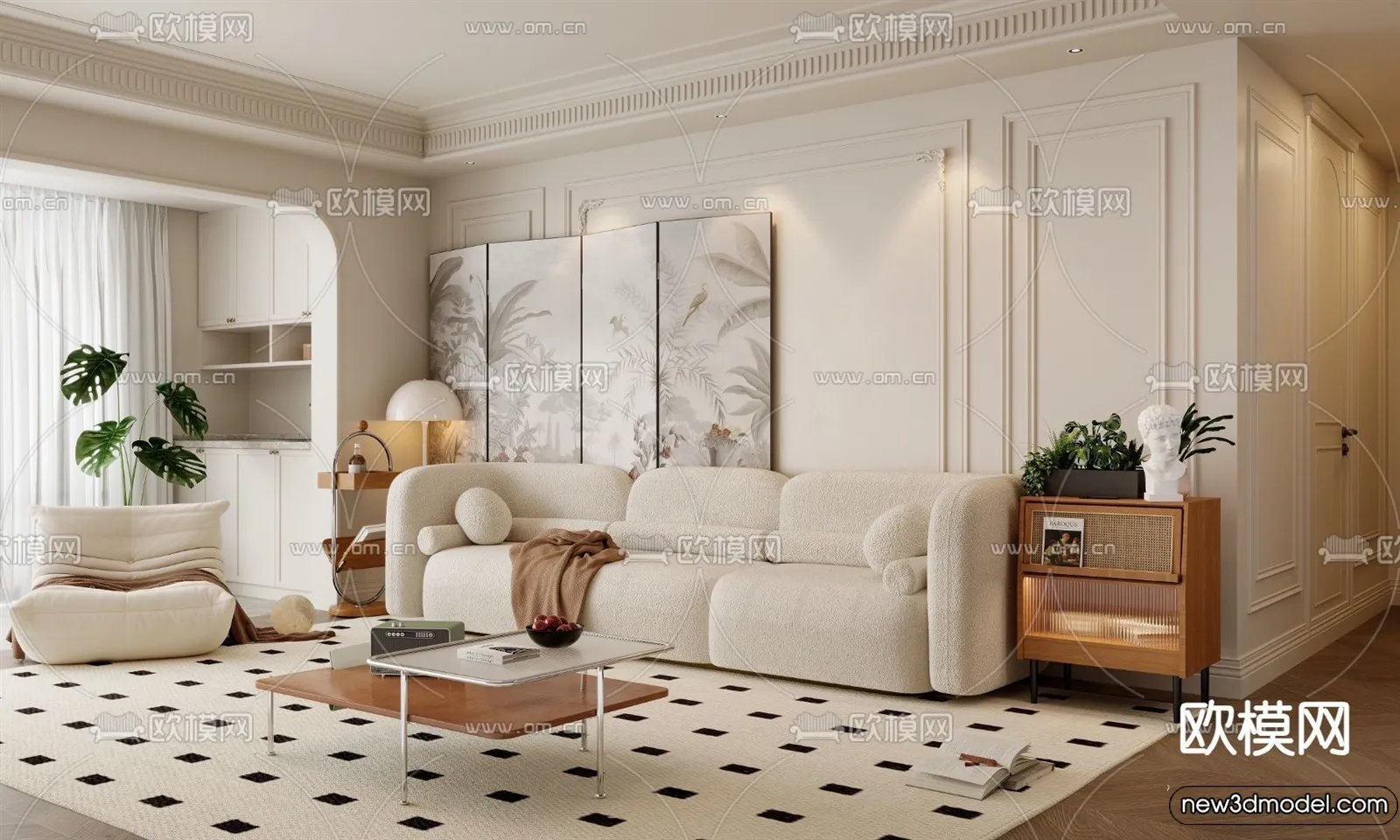 Living Room – 3D Models – 3D Interior Scenes – Modern Style – 131