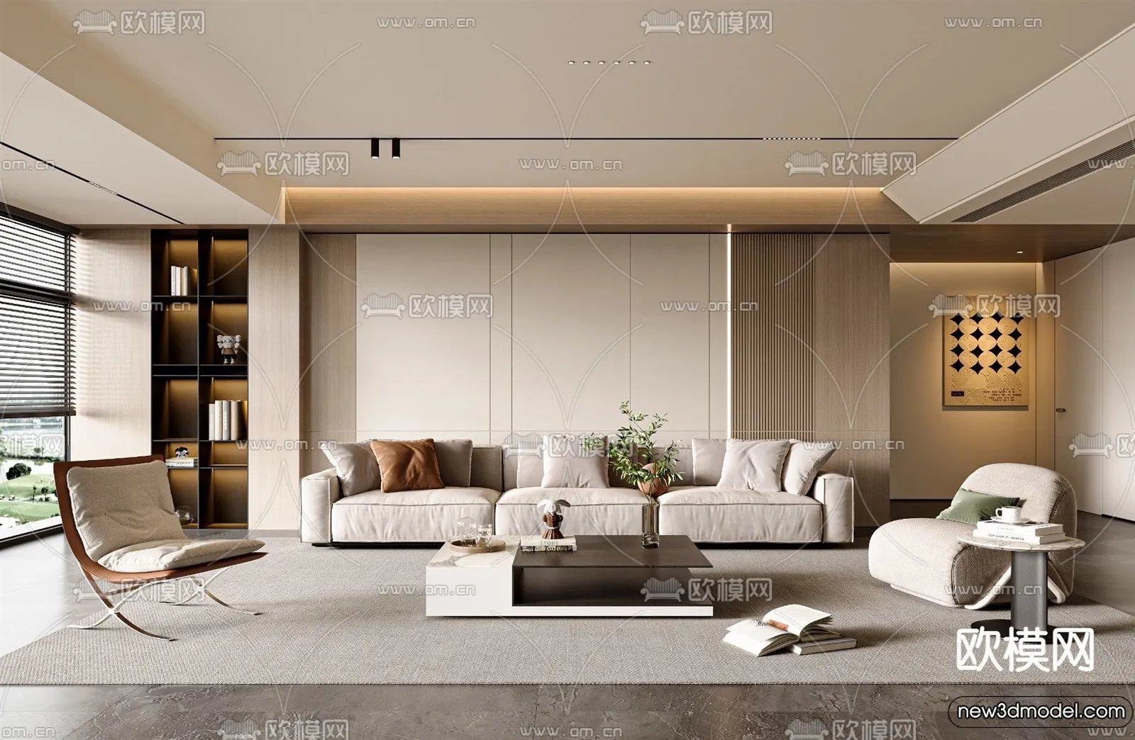 Living Room – 3D Models – 3D Interior Scenes – Modern Style – 187