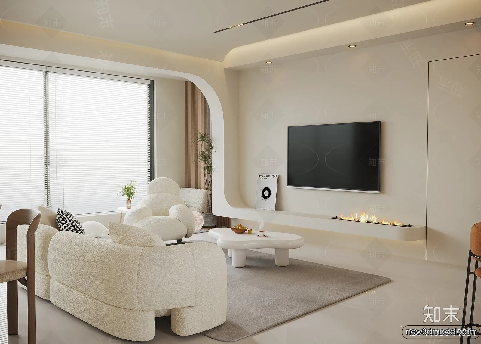 Living Room – 3D Models – 3D Interior Scenes – Modern Style – 190