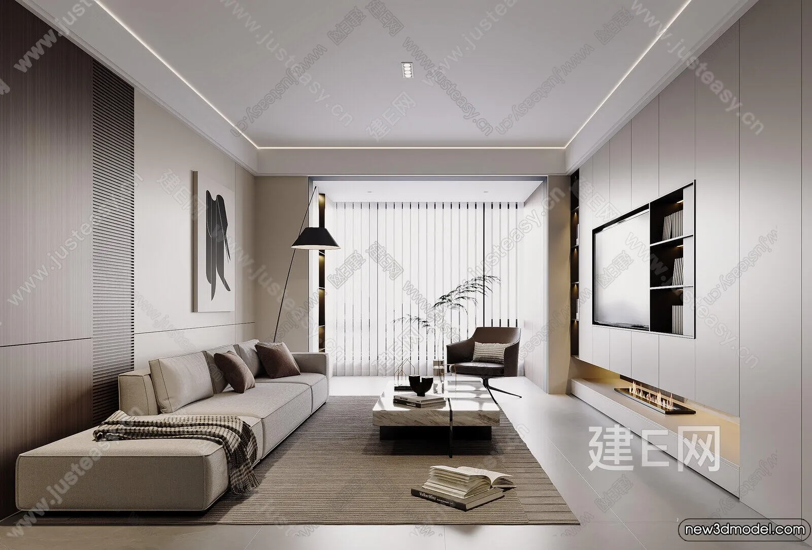 Living Room – 3D Models – 3D Interior Scenes – Modern Style – 241