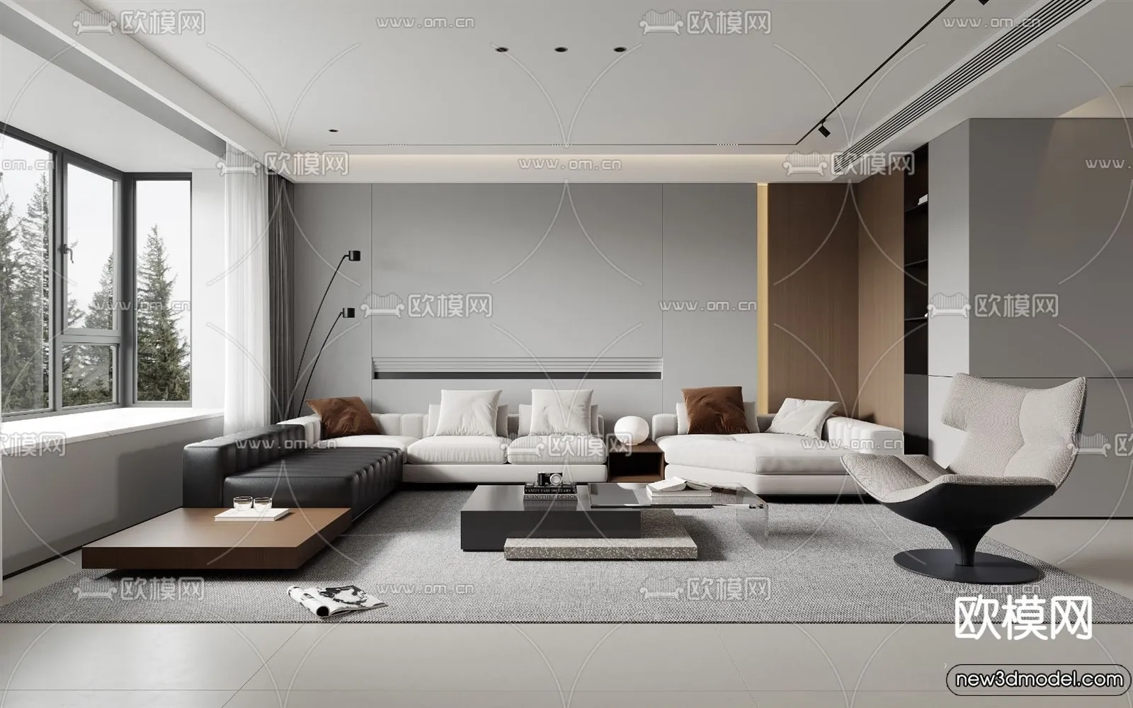 Living Room – 3D Models – 3D Interior Scenes – Modern Style – 249