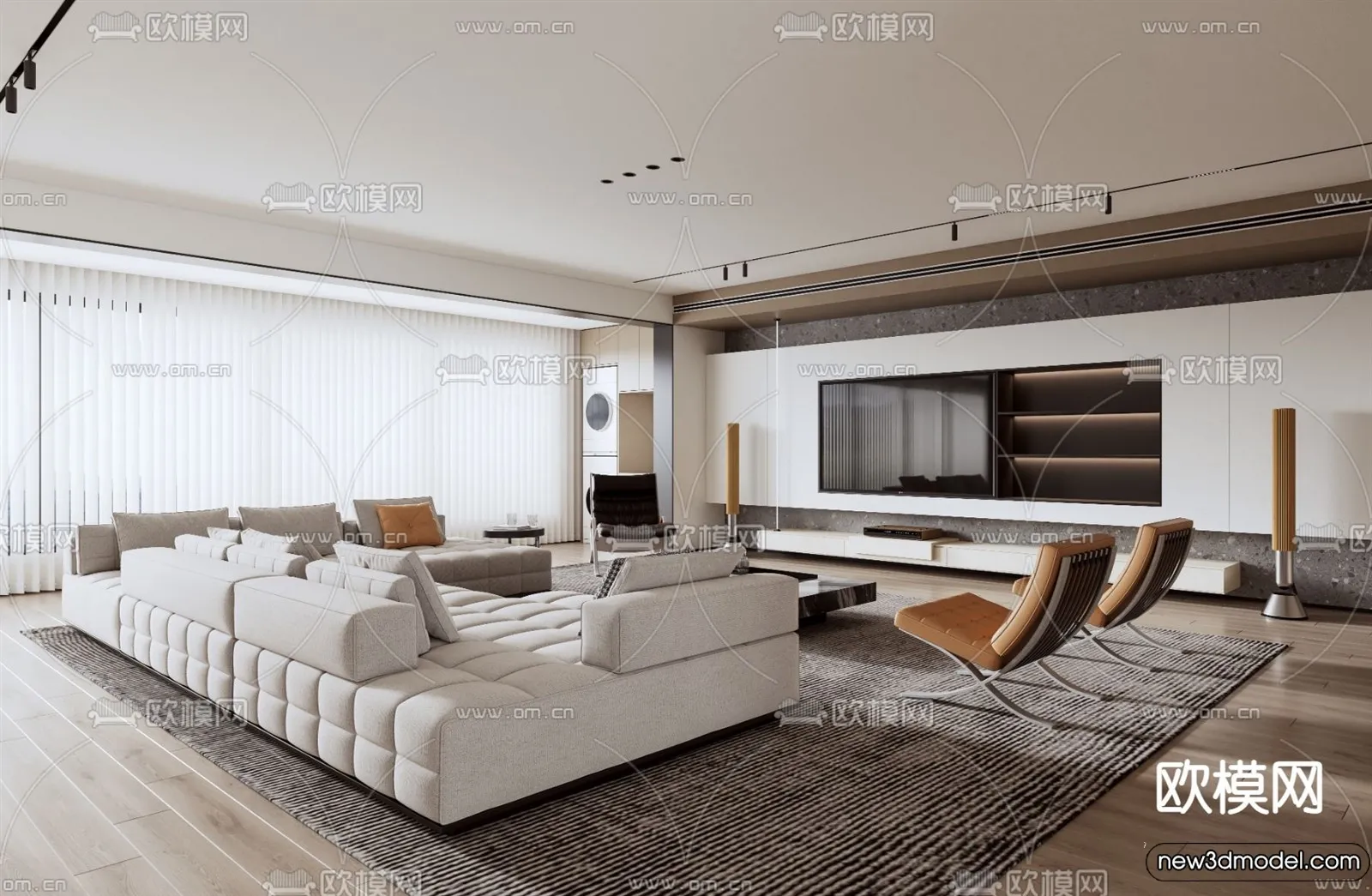 Living Room – 3D Models – 3D Interior Scenes – Modern Style – 259