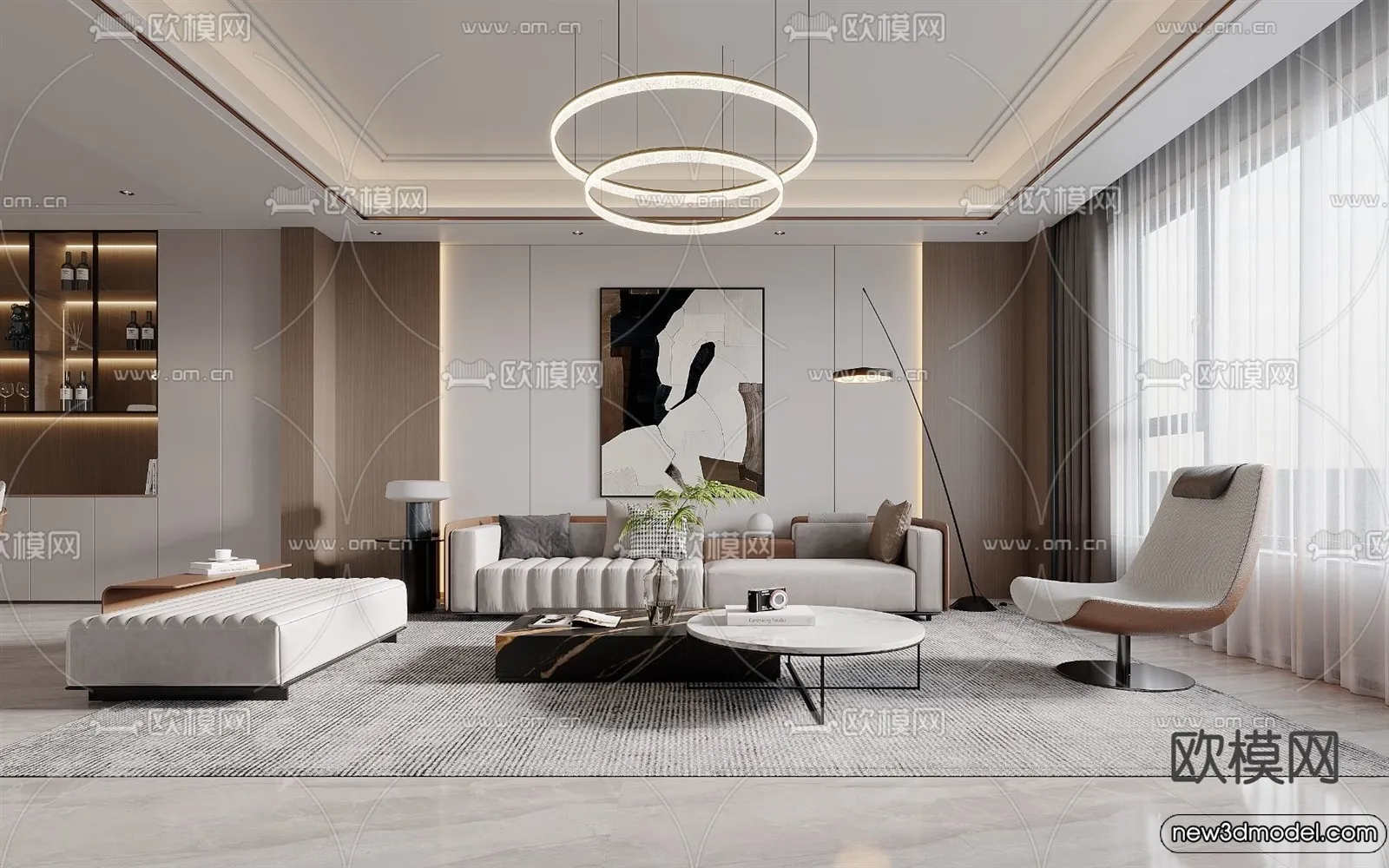 Living Room – 3D Models – 3D Interior Scenes – Modern Style – 261