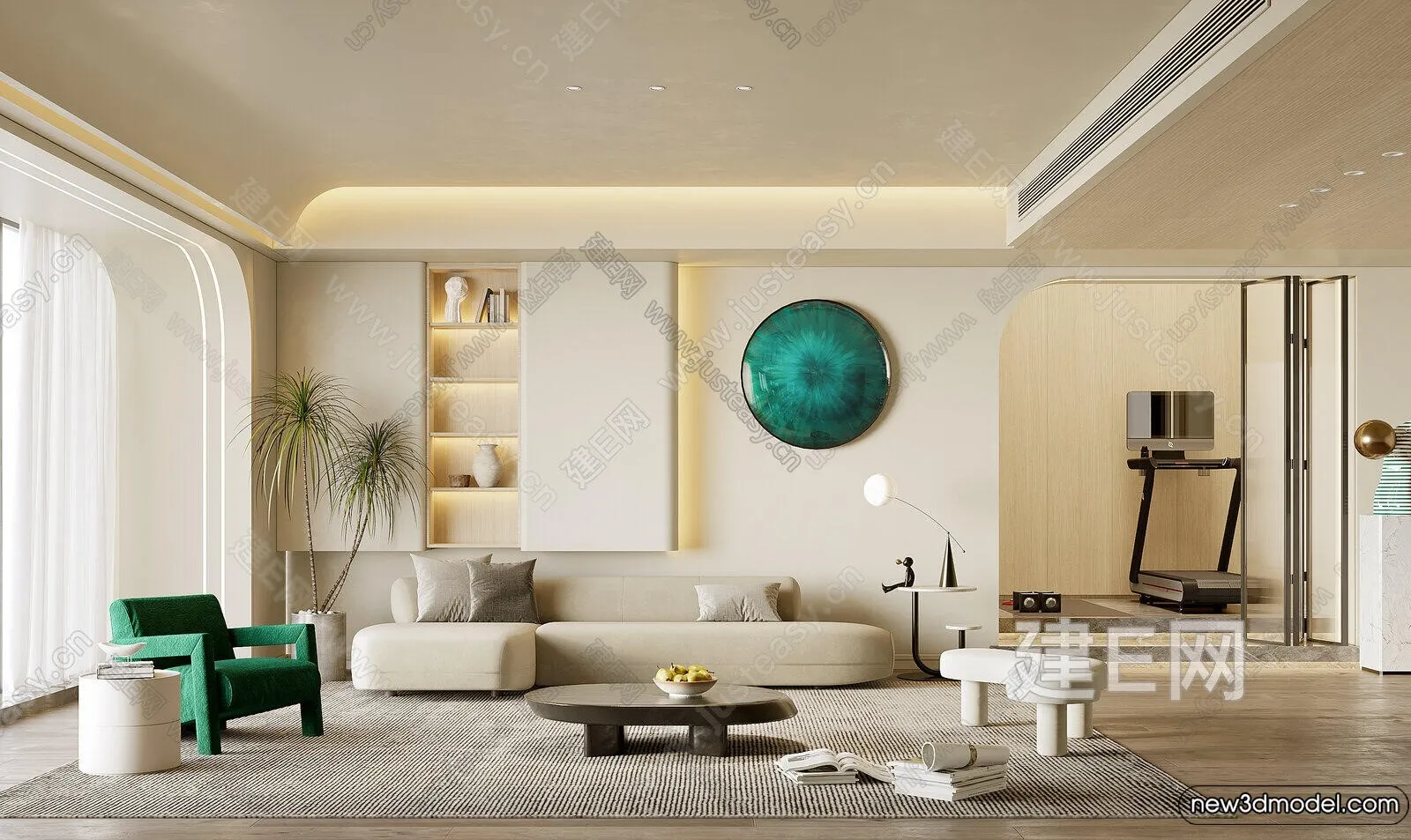 Living Room – 3D Models – 3D Interior Scenes – Modern Style – 298