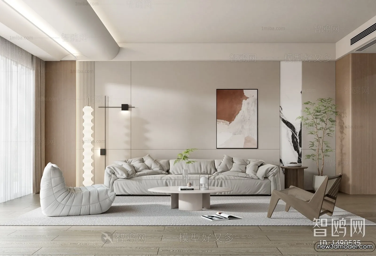 Living Room – 3D Models – 3D Interior Scenes – Modern Style – 314