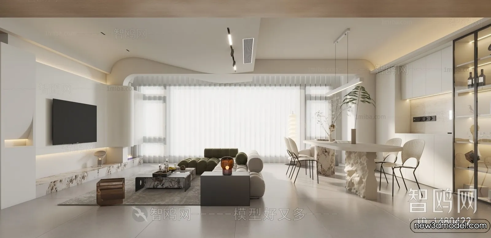 Living Room – 3D Models – 3D Interior Scenes – Modern Style – 316