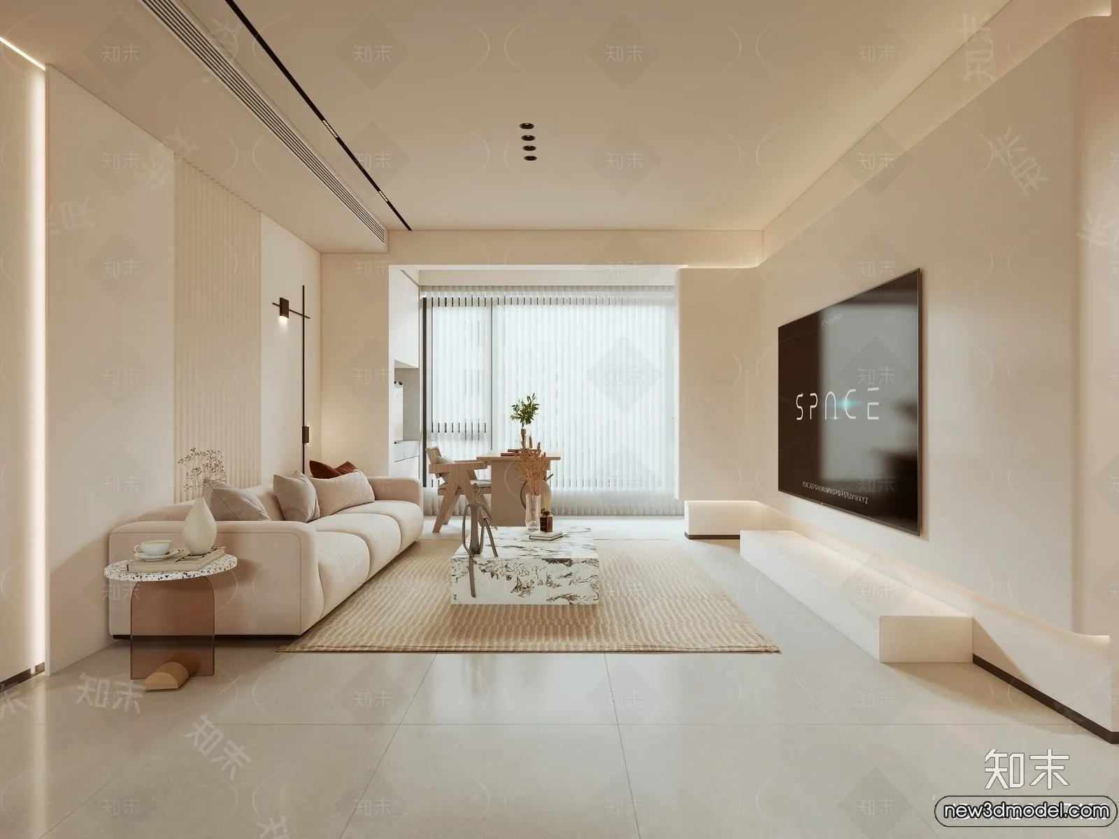 Living Room – 3D Models – 3D Interior Scenes – Modern Style – 340