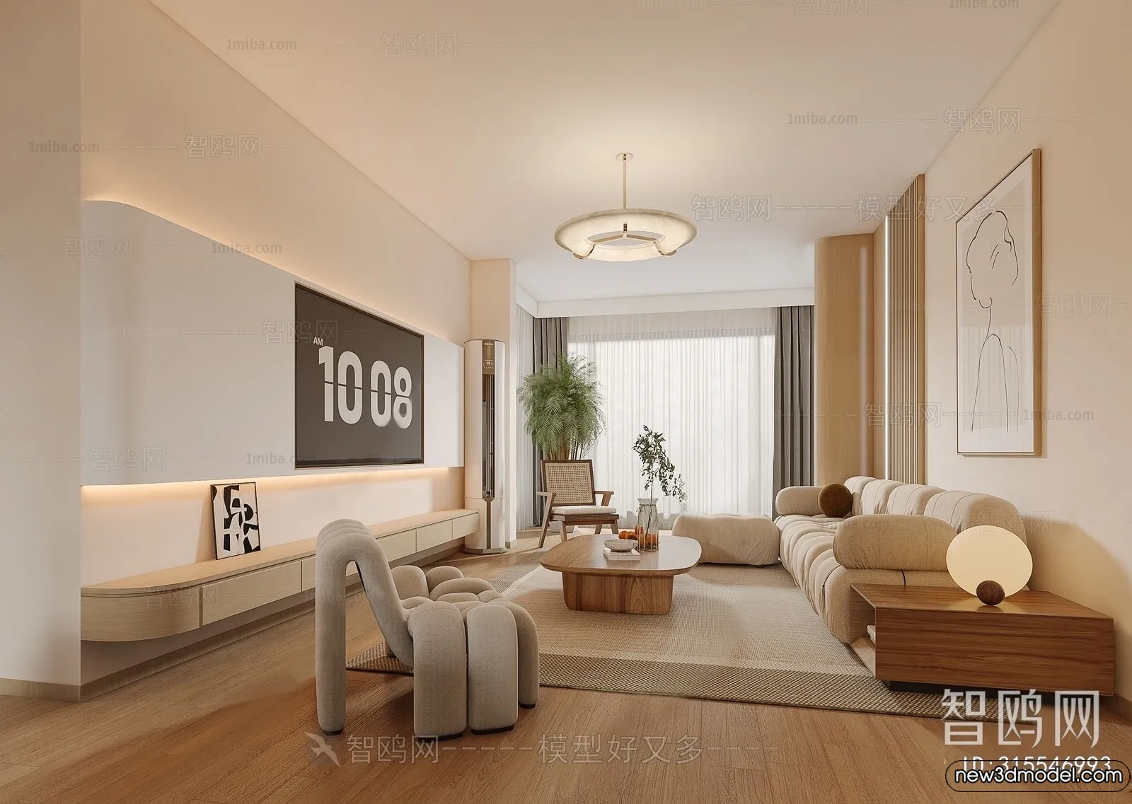 Living Room – 3D Models – 3D Interior Scenes – Modern Style – 345