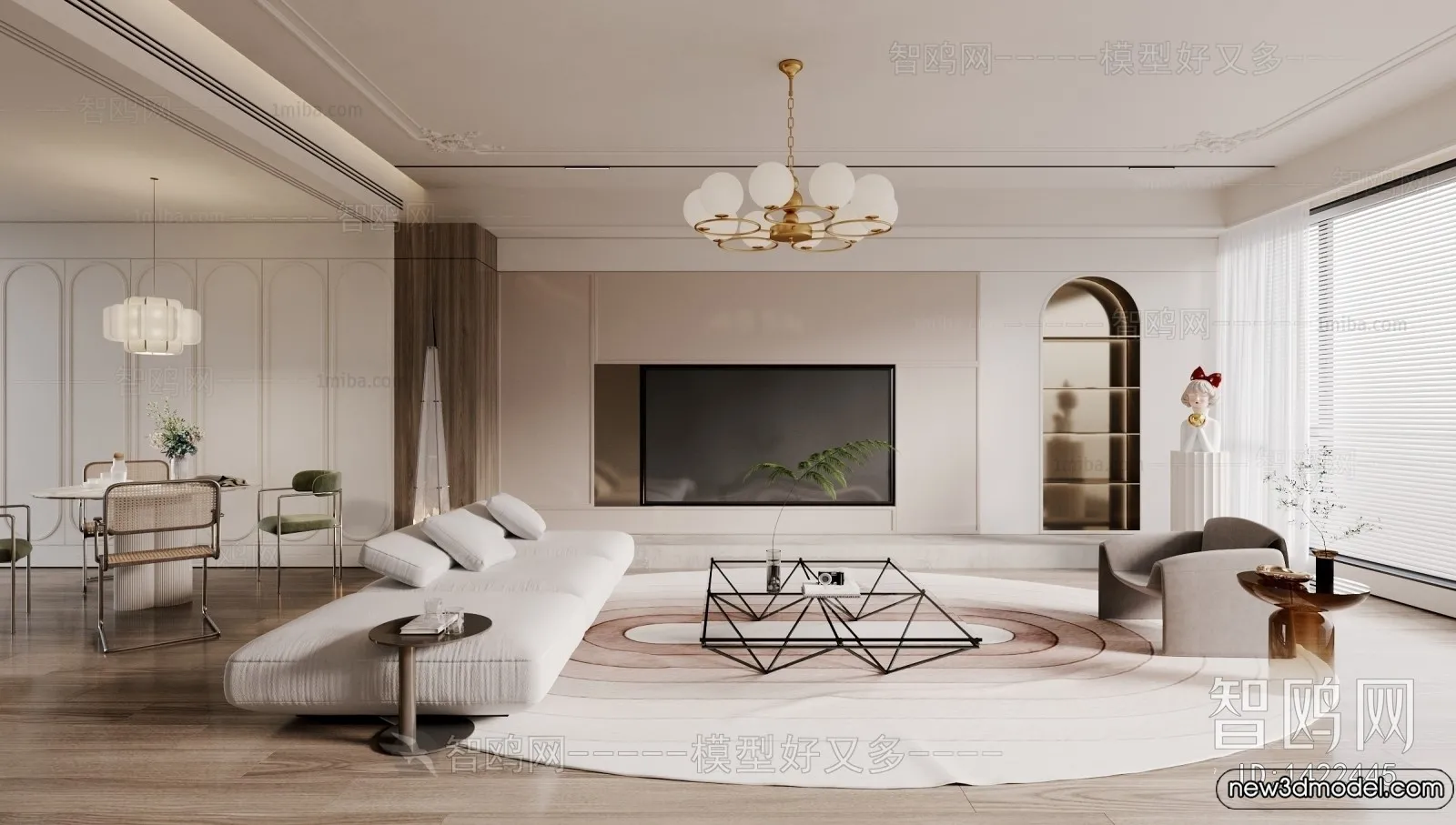 Living Room – 3D Models – 3D Interior Scenes – Modern Style – 346