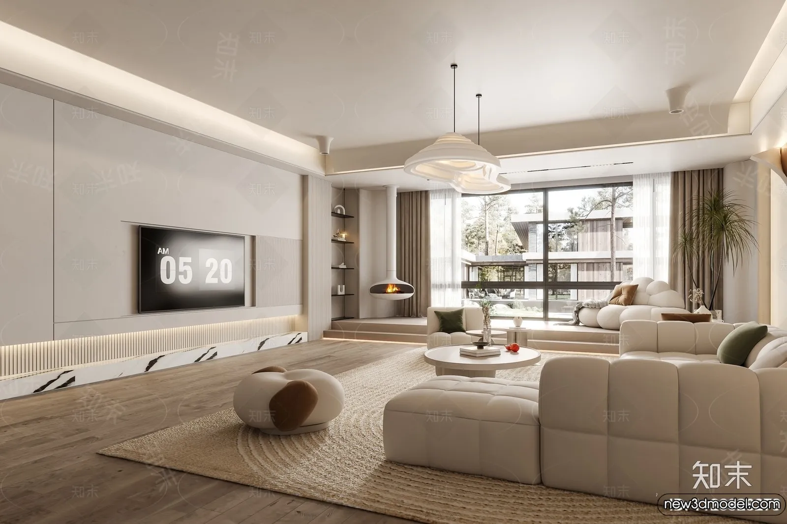 Living Room – 3D Models – 3D Interior Scenes – Modern Style – 347