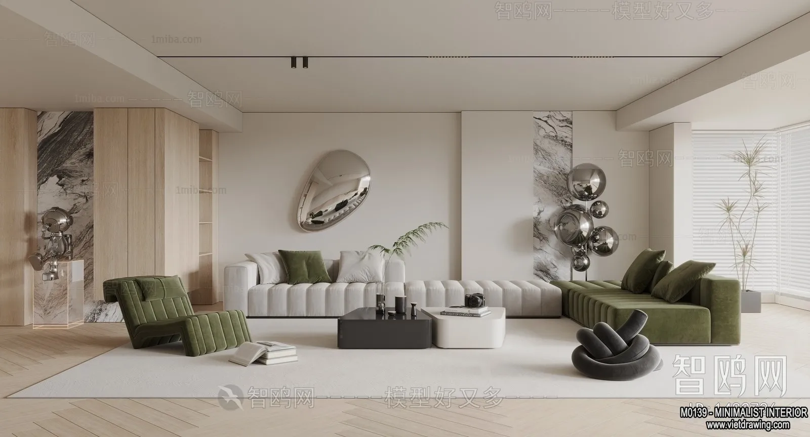 Living Room – Minimalist Style – 3D Interior Scene – 002