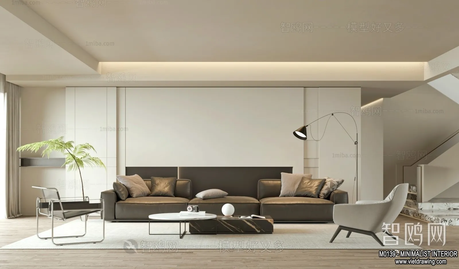 Living Room – Minimalist Style – 3D Interior Scene – 003