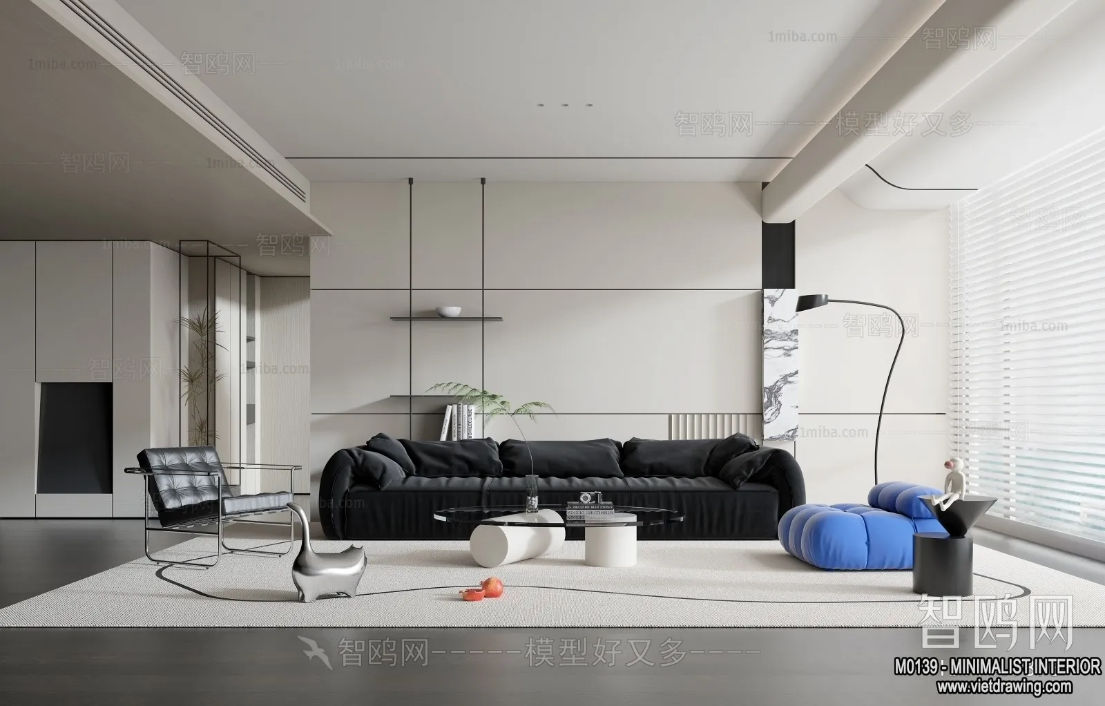 Living Room – Minimalist Style – 3D Interior Scene – 005