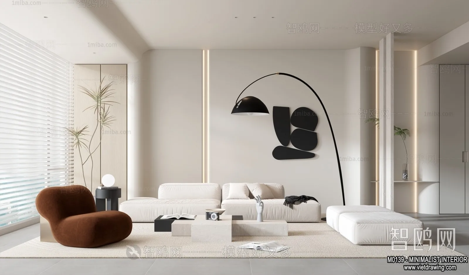 Living Room – Minimalist Style – 3D Interior Scene – 009