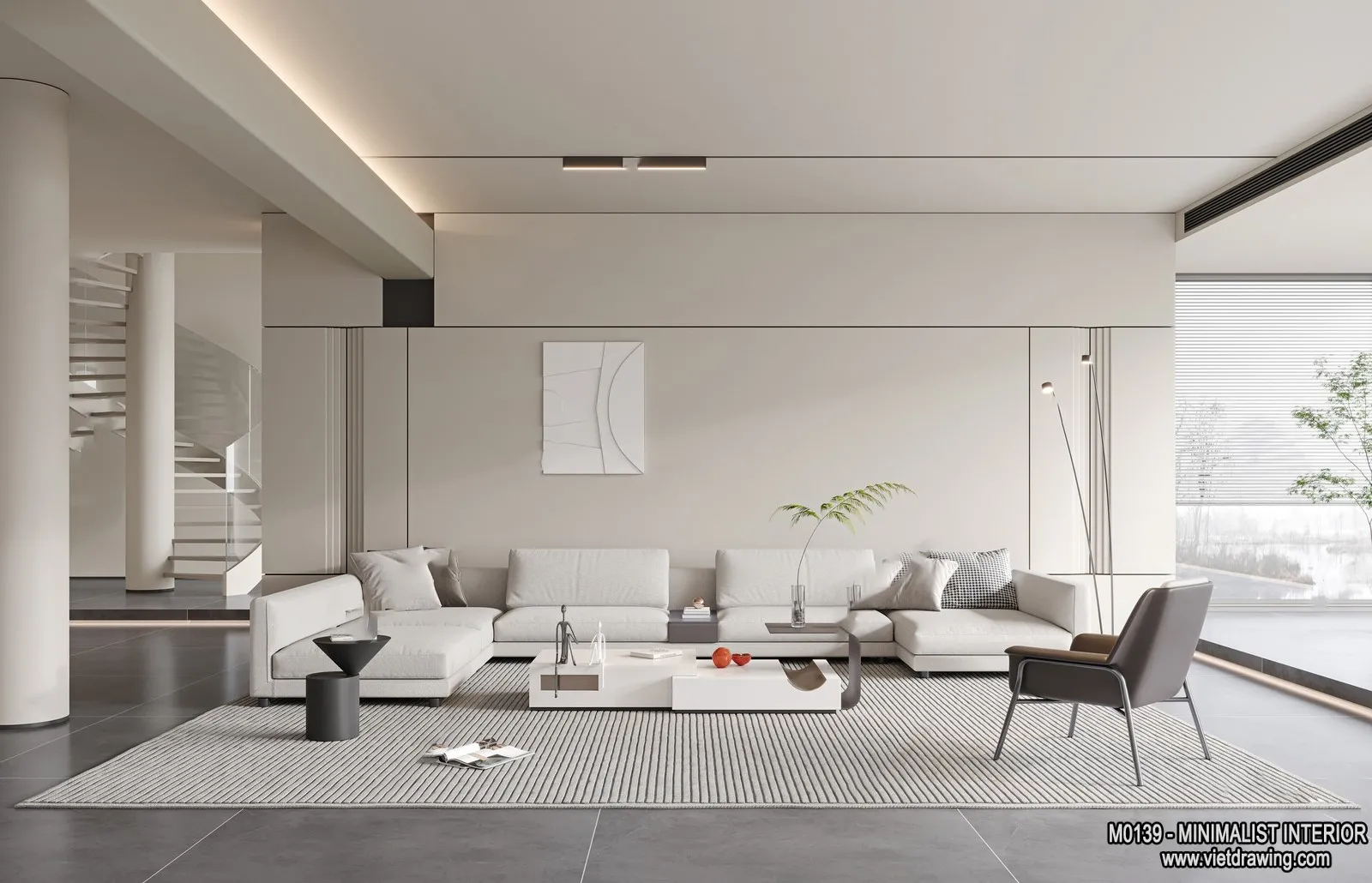 Living Room – Minimalist Style – 3D Interior Scene – 010