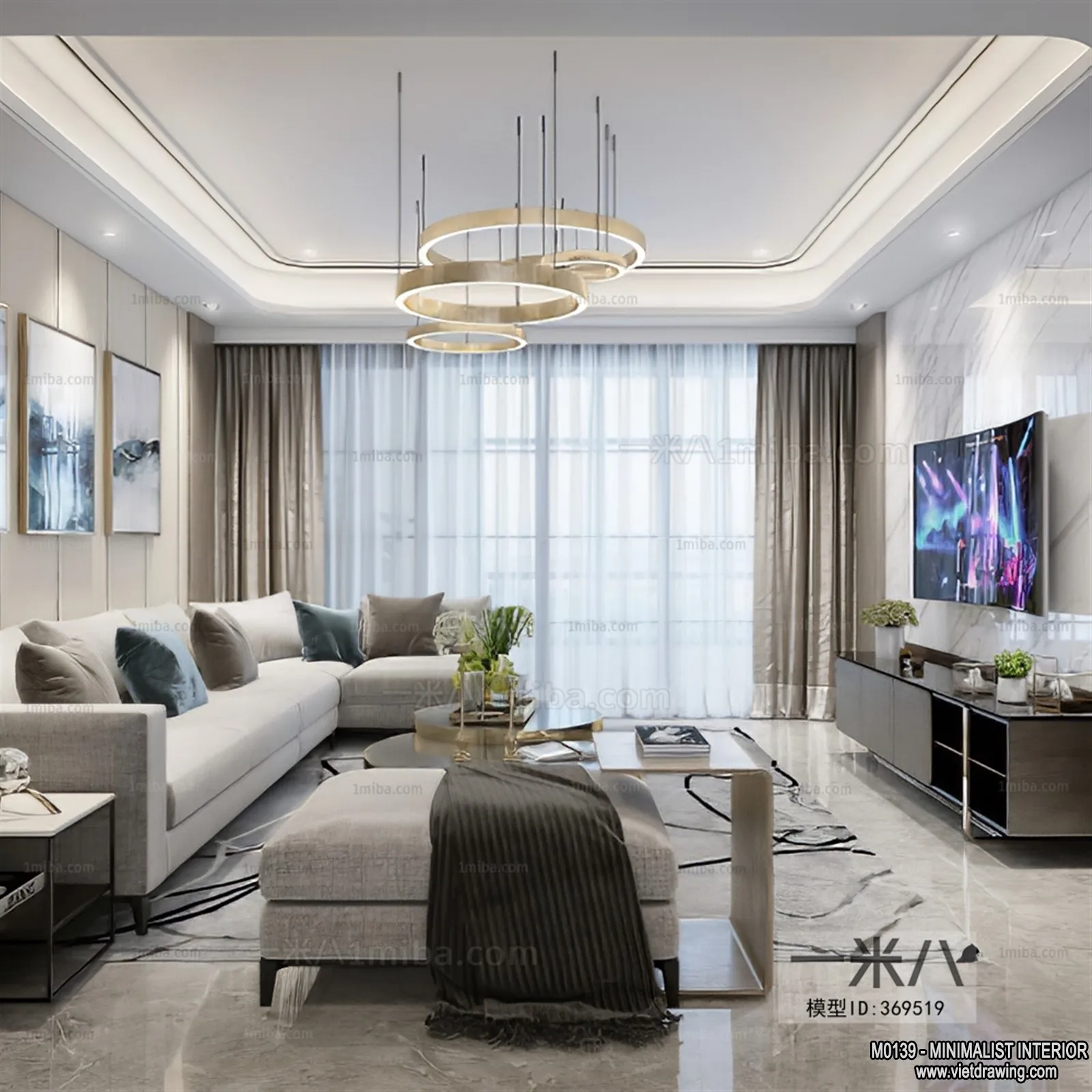 Living Room – Minimalist Style – 3D Interior Scene – 013