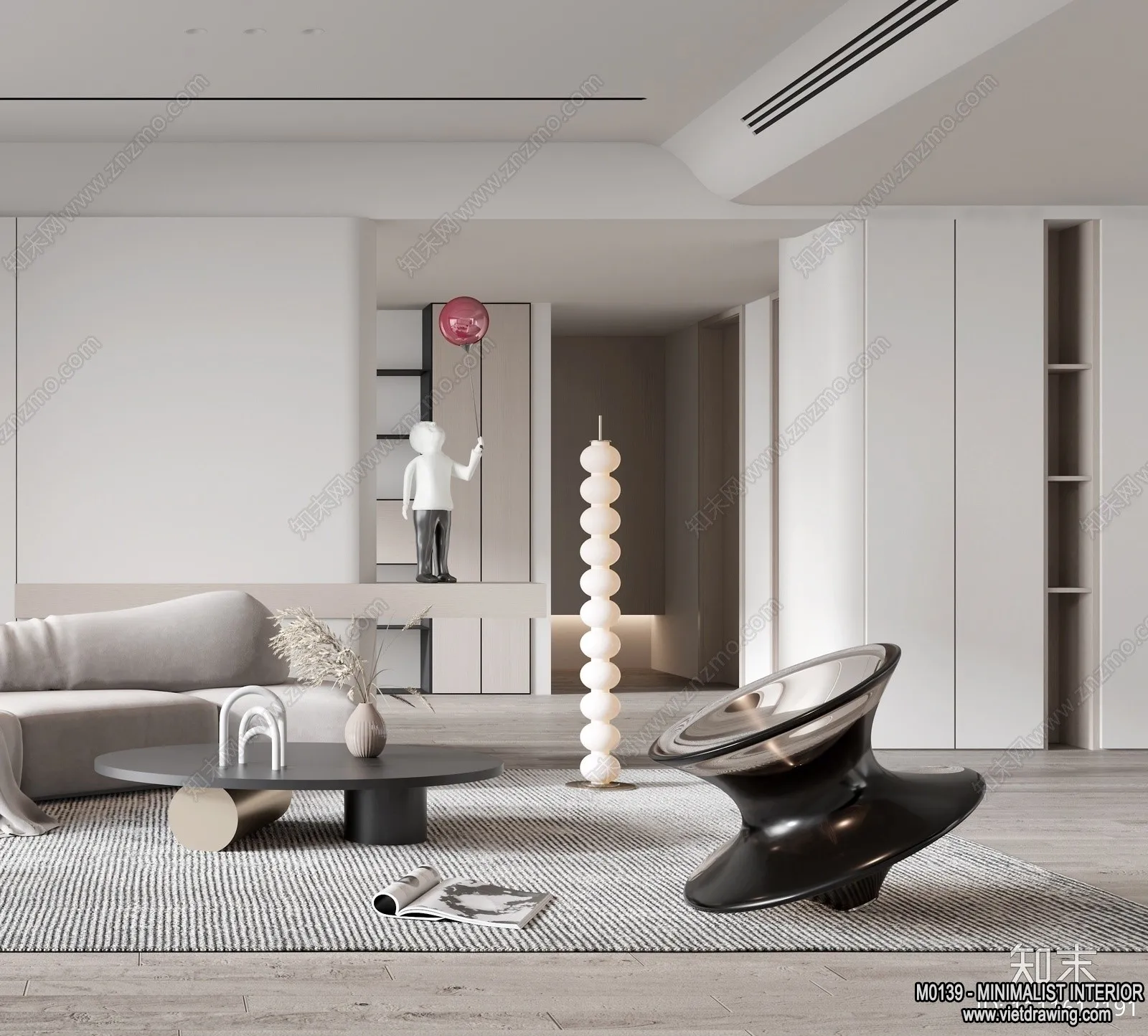 Living Room – Minimalist Style – 3D Interior Scene – 014