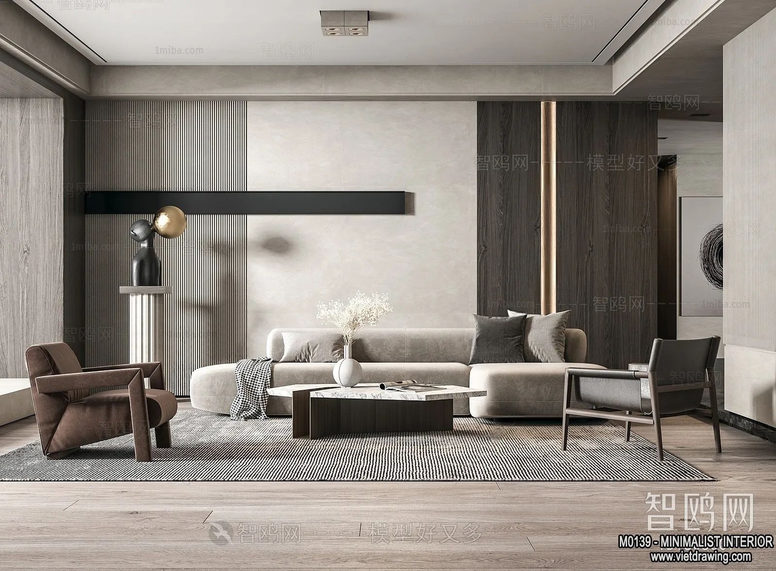 Living Room – Minimalist Style – 3D Interior Scene – 034