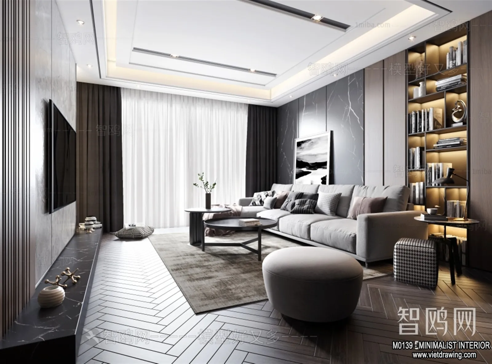 Living Room – Minimalist Style – 3D Interior Scene – 045