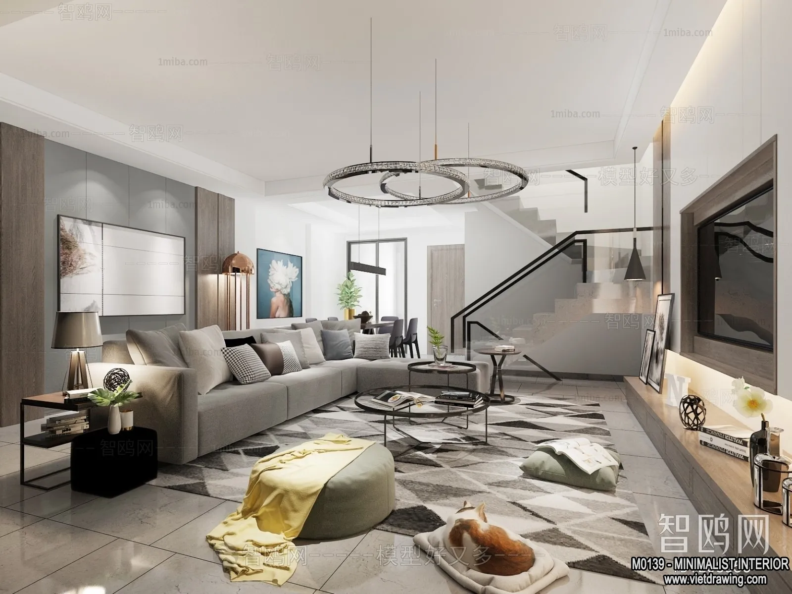 Living Room – Minimalist Style – 3D Interior Scene – 046