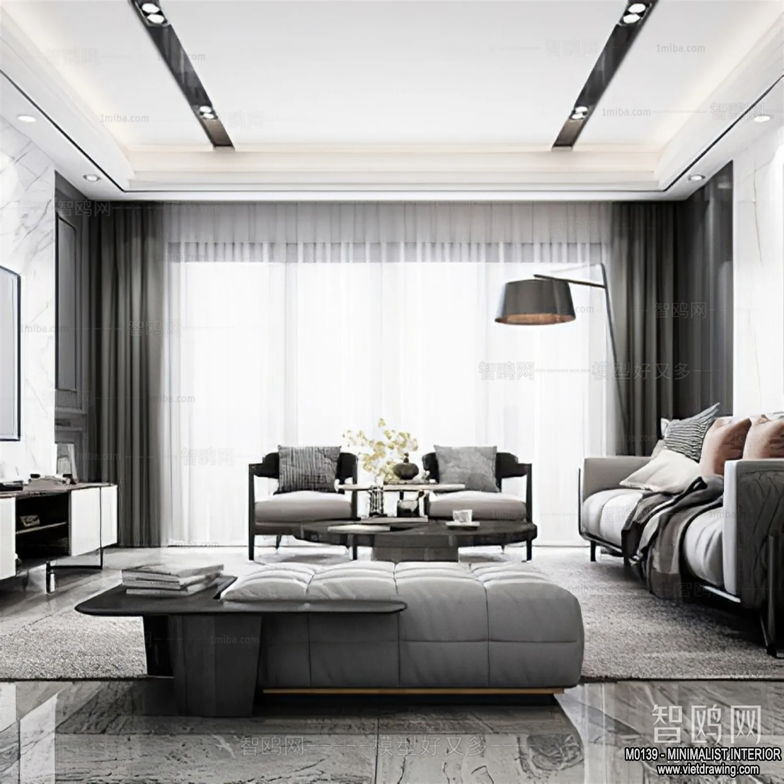 Living Room – Minimalist Style – 3D Interior Scene – 051