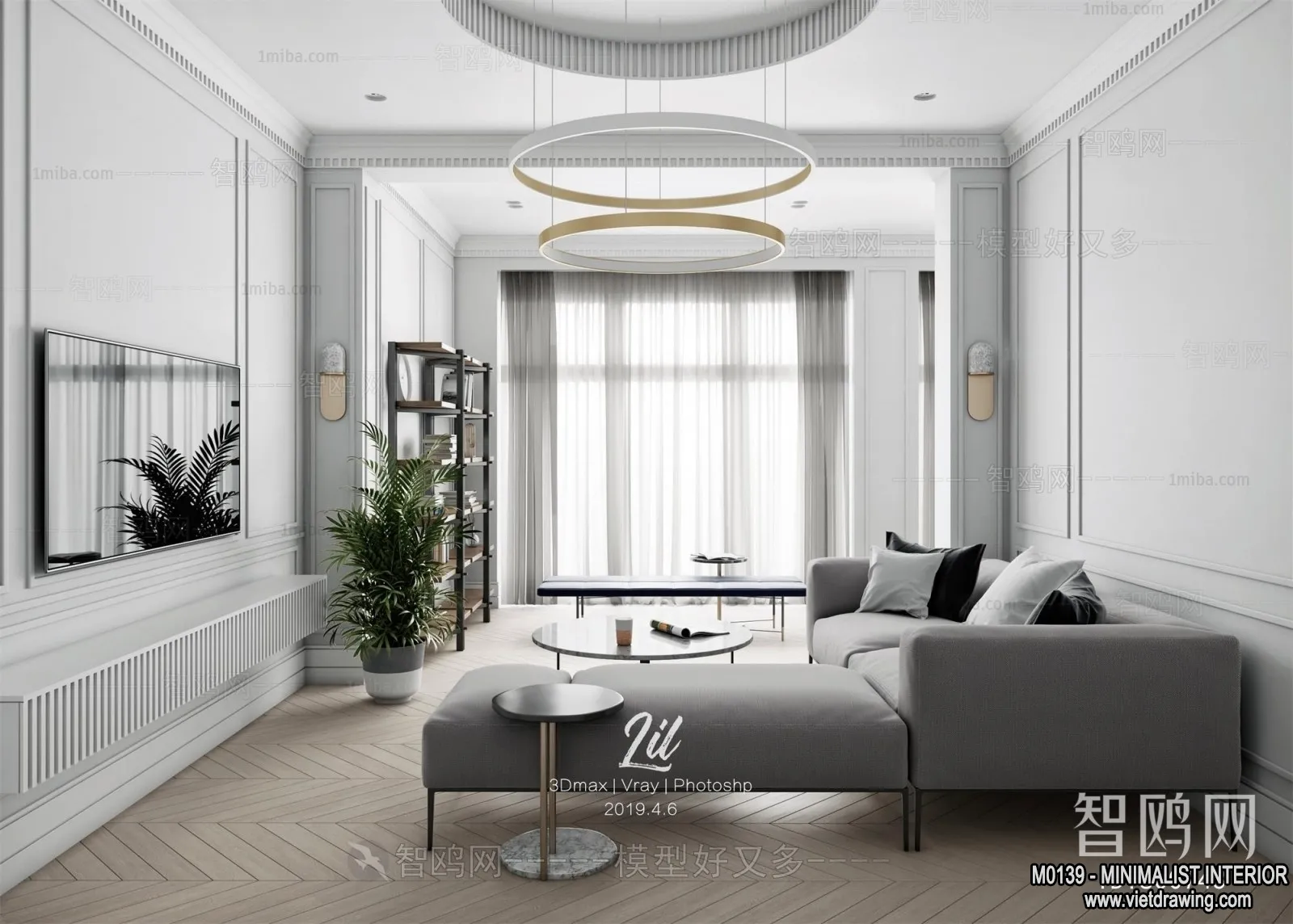 Living Room – Minimalist Style – 3D Interior Scene – 056