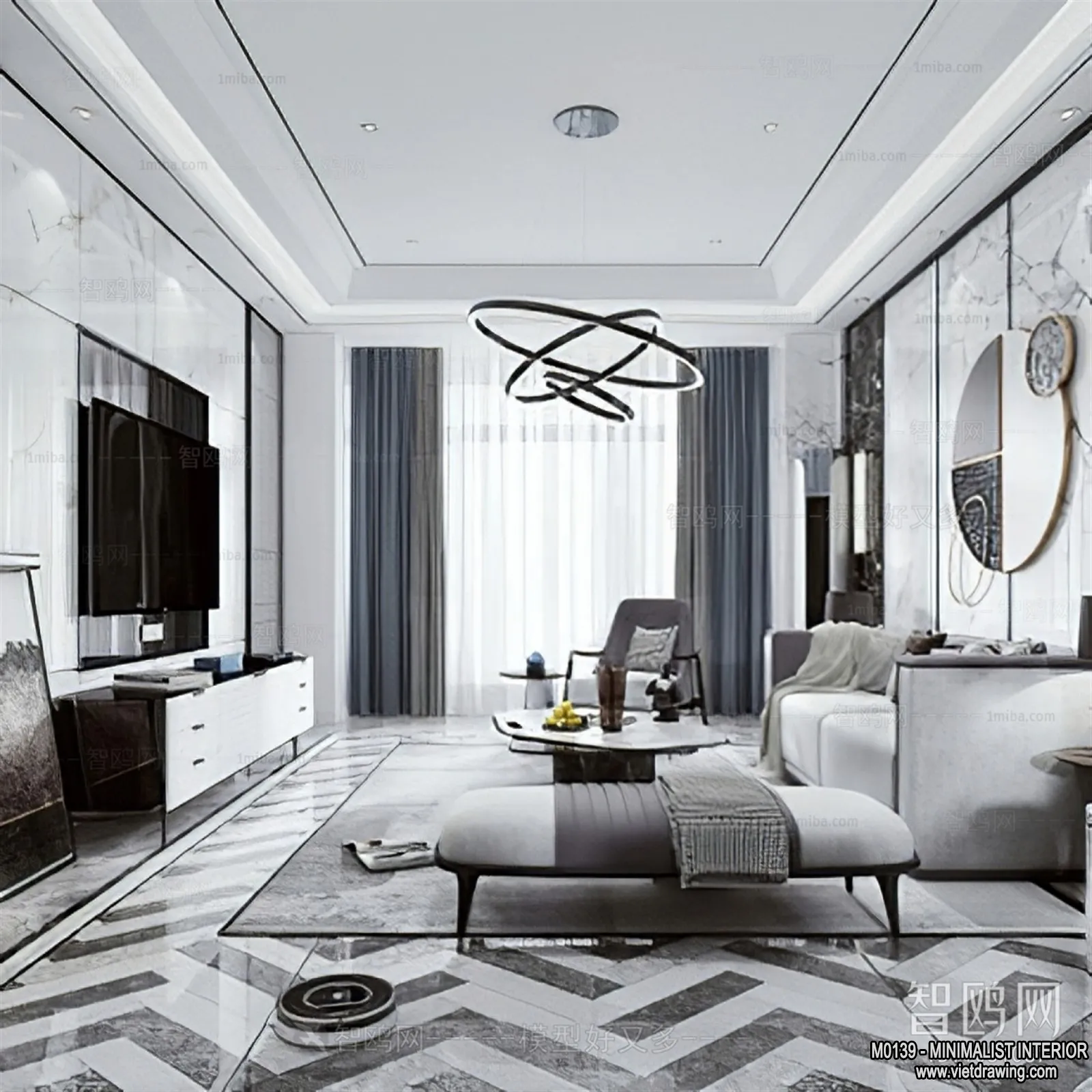 Living Room – Minimalist Style – 3D Interior Scene – 058