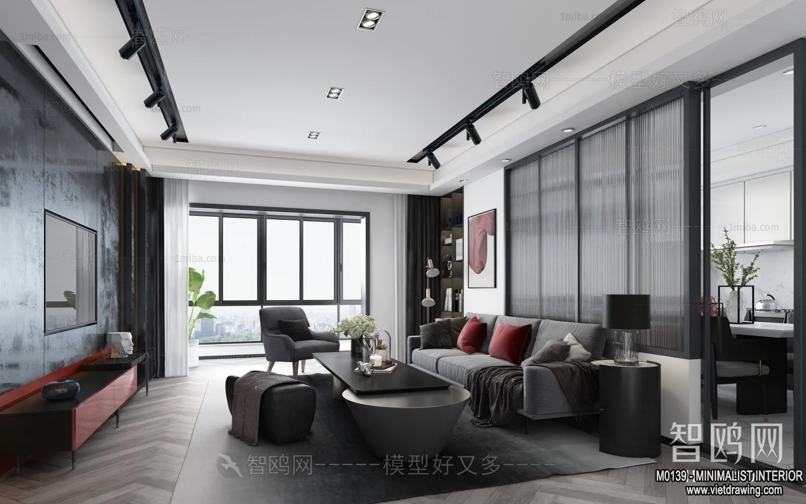 Living Room – Minimalist Style – 3D Interior Scene – 059