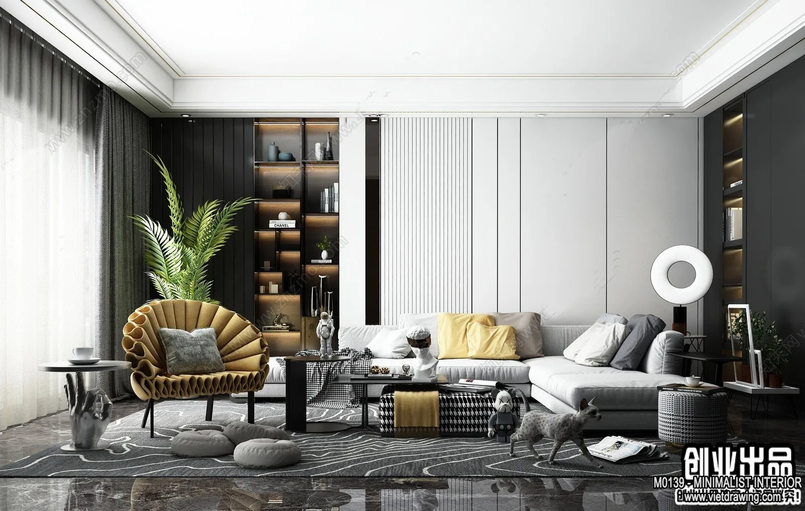 Living Room – Minimalist Style – 3D Interior Scene – 060