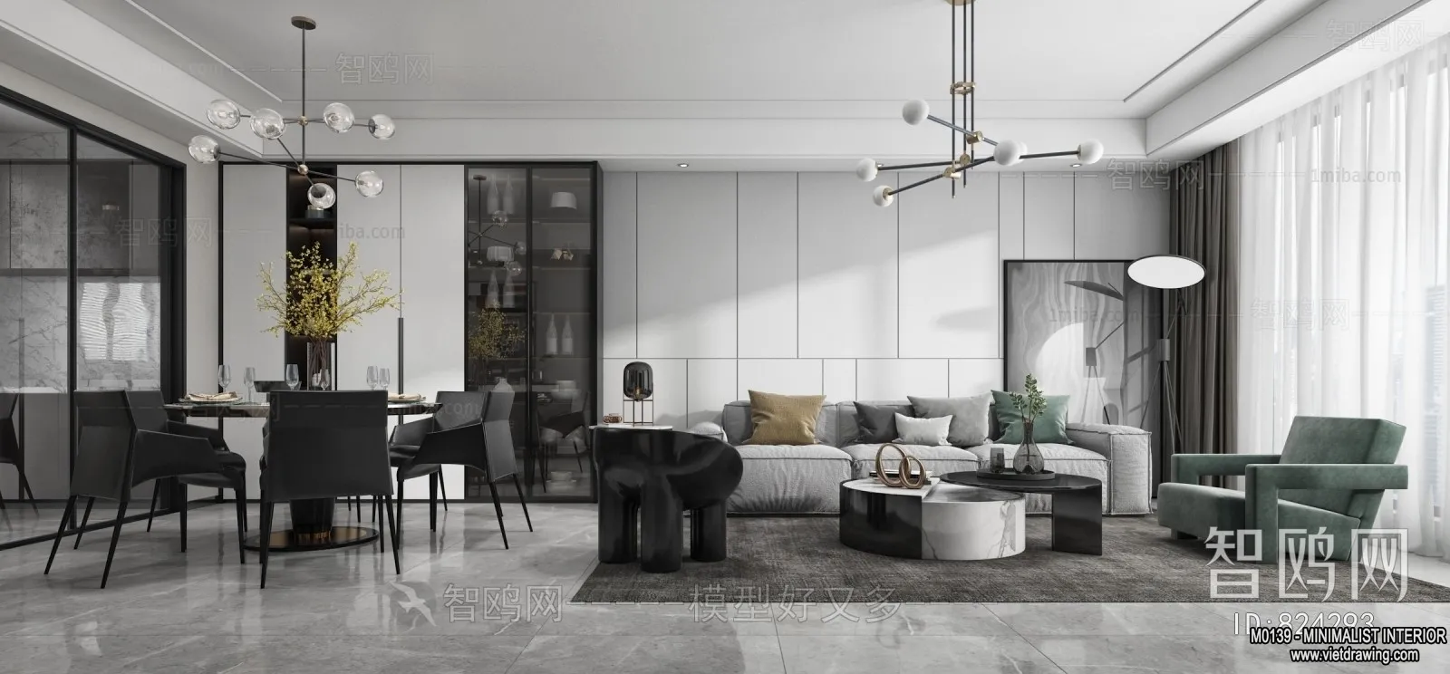 Living Room – Minimalist Style – 3D Interior Scene – 061