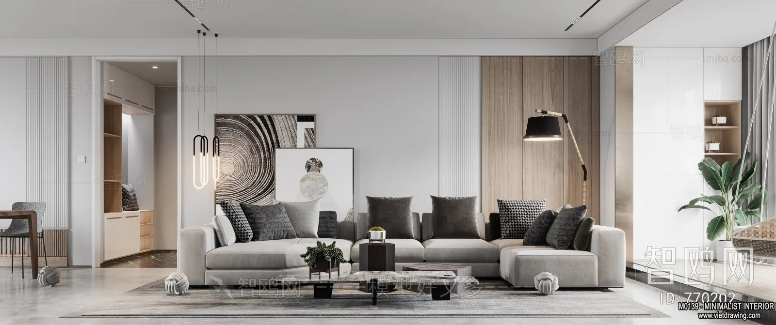 Living Room – Minimalist Style – 3D Interior Scene – 064