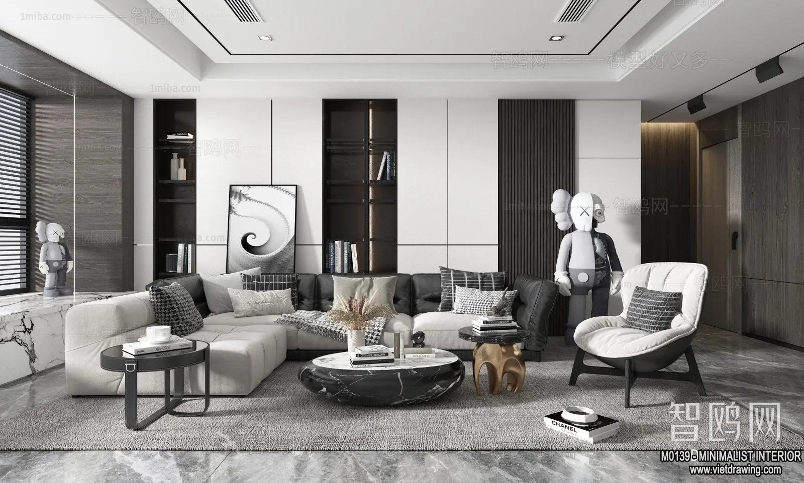 Living Room – Minimalist Style – 3D Interior Scene – 067