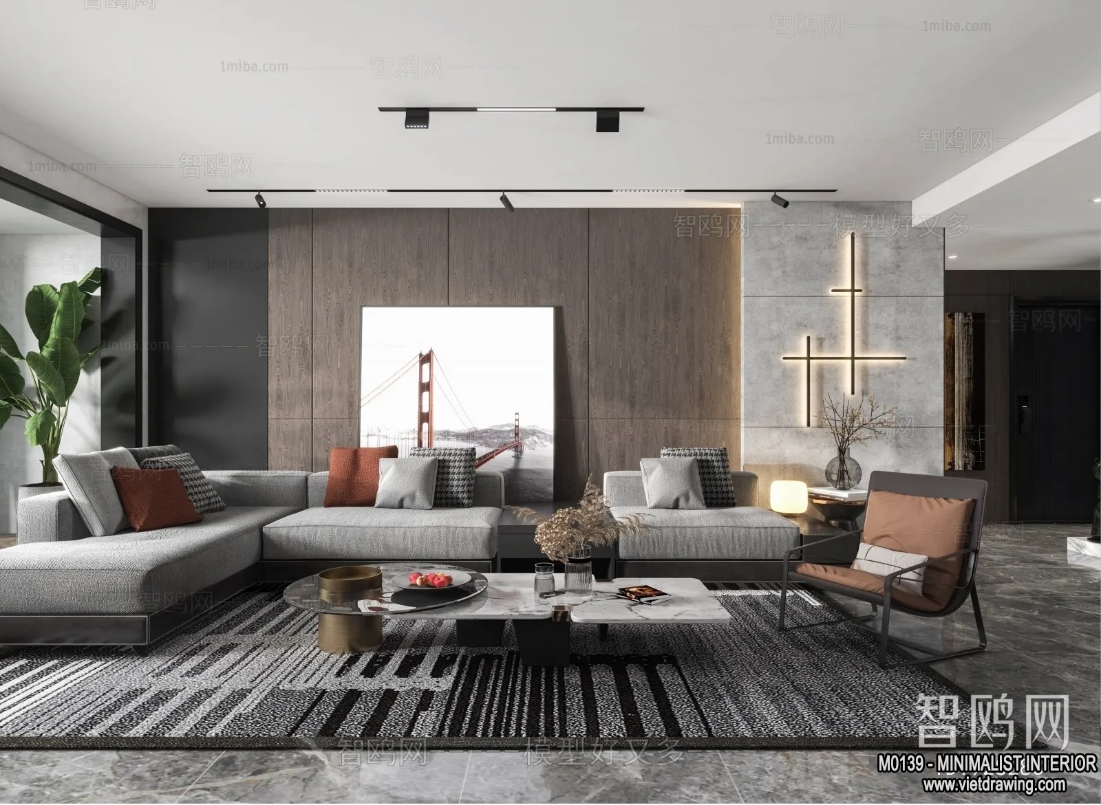 Living Room – Minimalist Style – 3D Interior Scene – 069