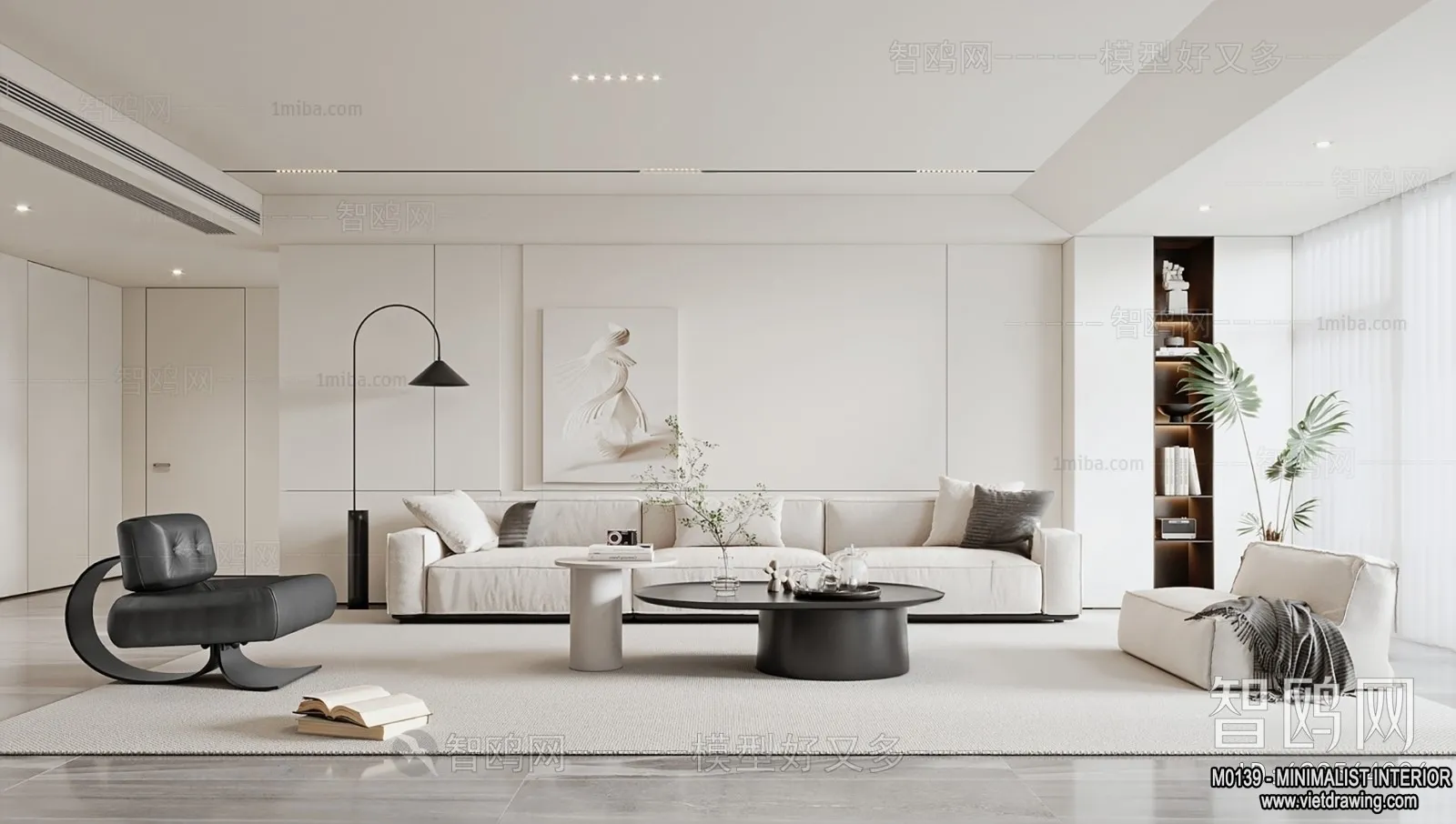 Living Room – Minimalist Style – 3D Interior Scene – 076