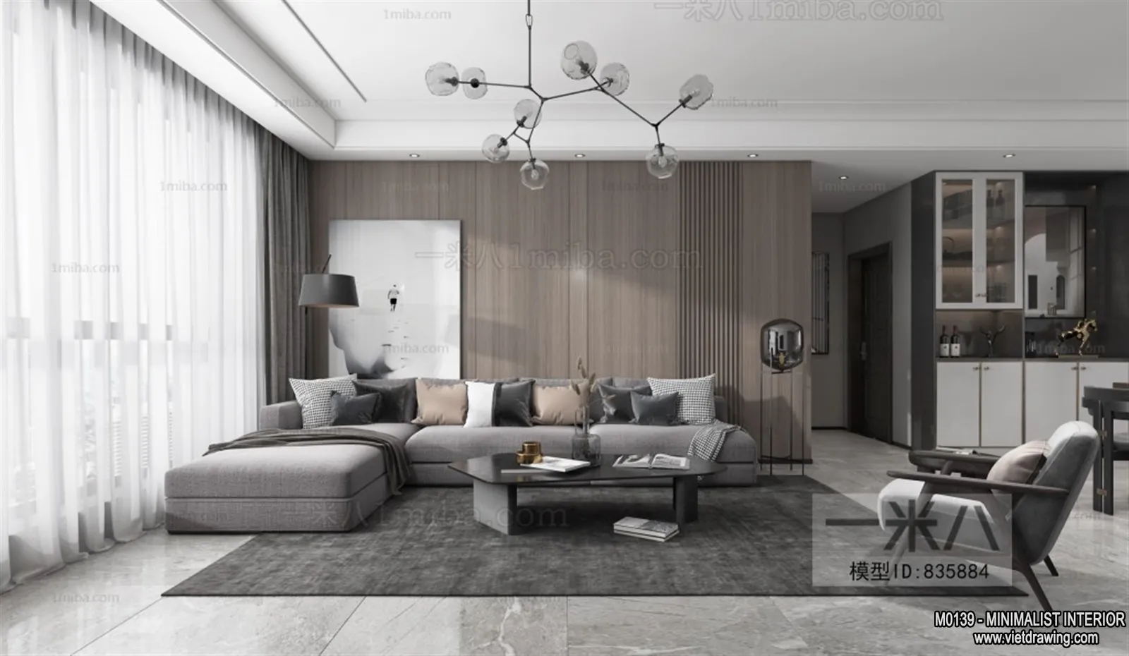 Living Room – Minimalist Style – 3D Interior Scene – 077