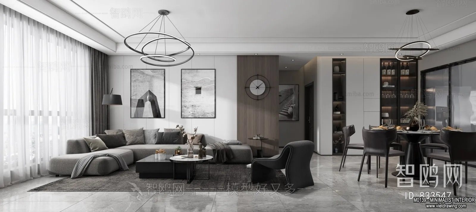 Living Room – Minimalist Style – 3D Interior Scene – 078