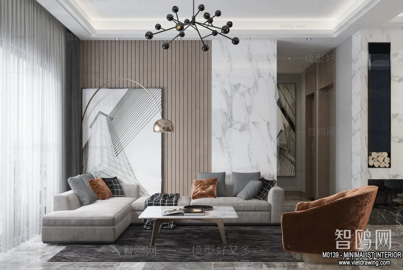 Living Room – Minimalist Style – 3D Interior Scene – 080