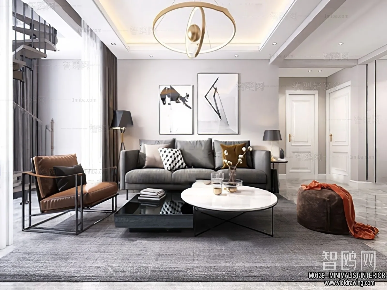 Living Room – Minimalist Style – 3D Interior Scene – 081